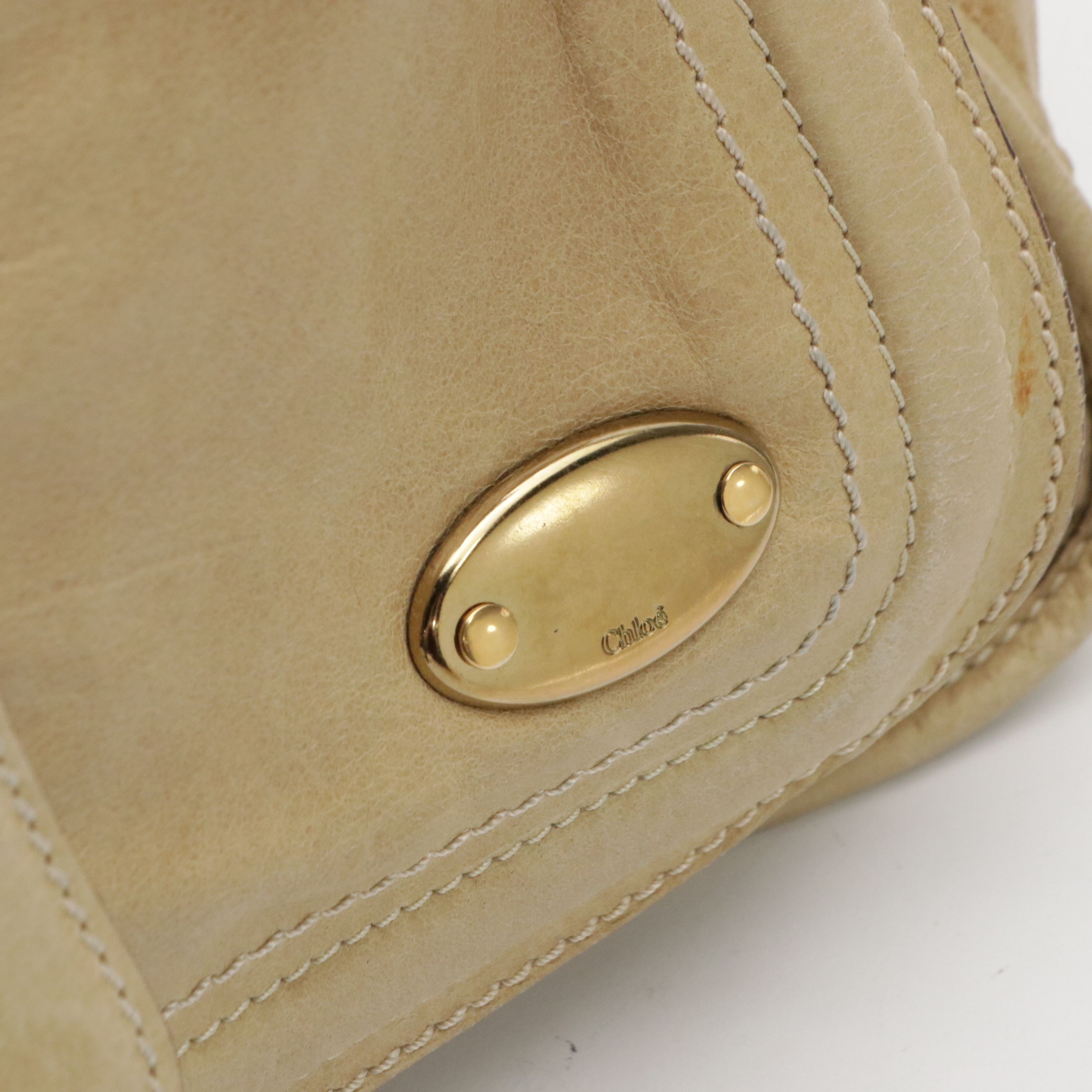 Chloé Large Bay Tote Bag in Camel Calfskin Leather, With Tags