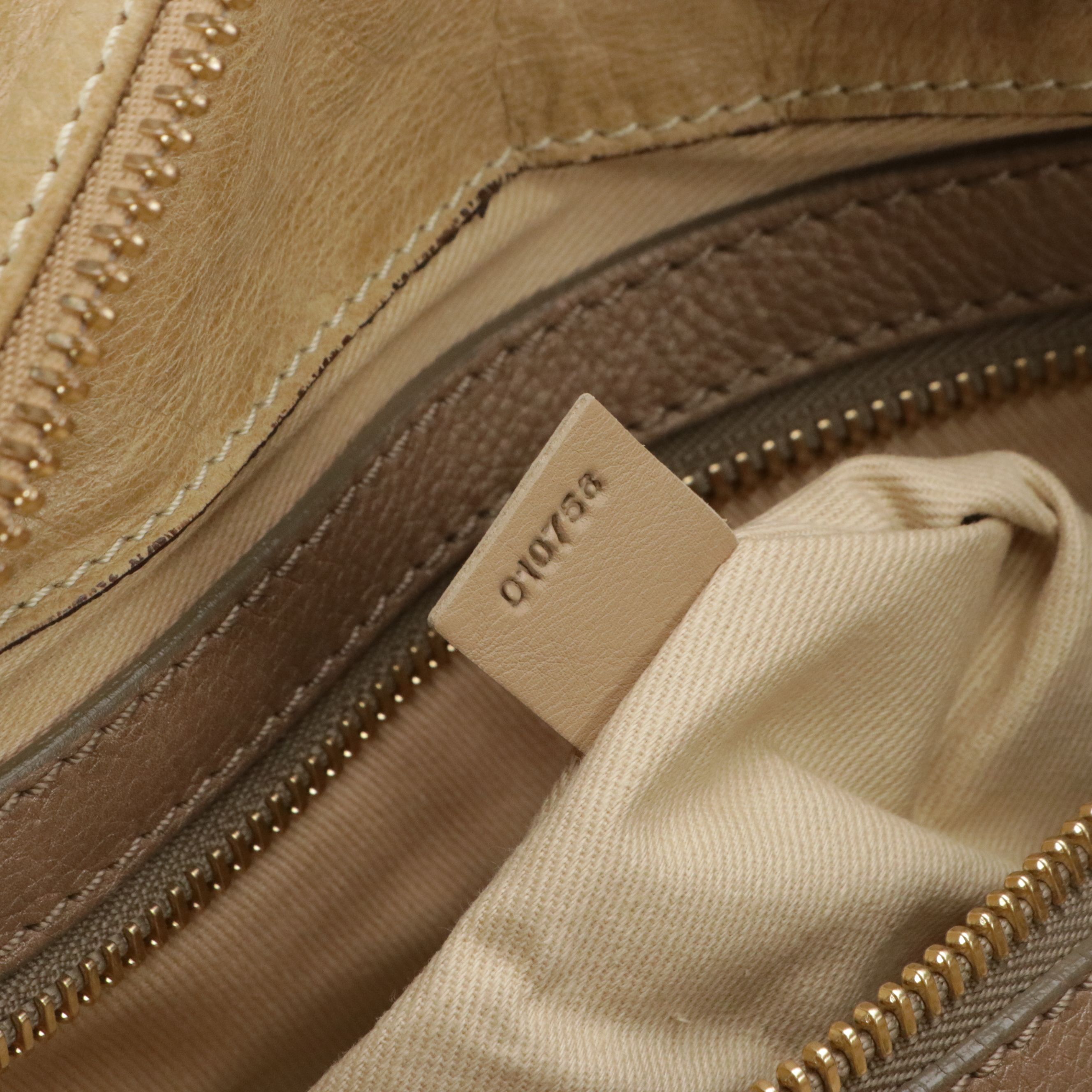 Chloé Large Bay Tote Bag in Camel Calfskin Leather, With Tags