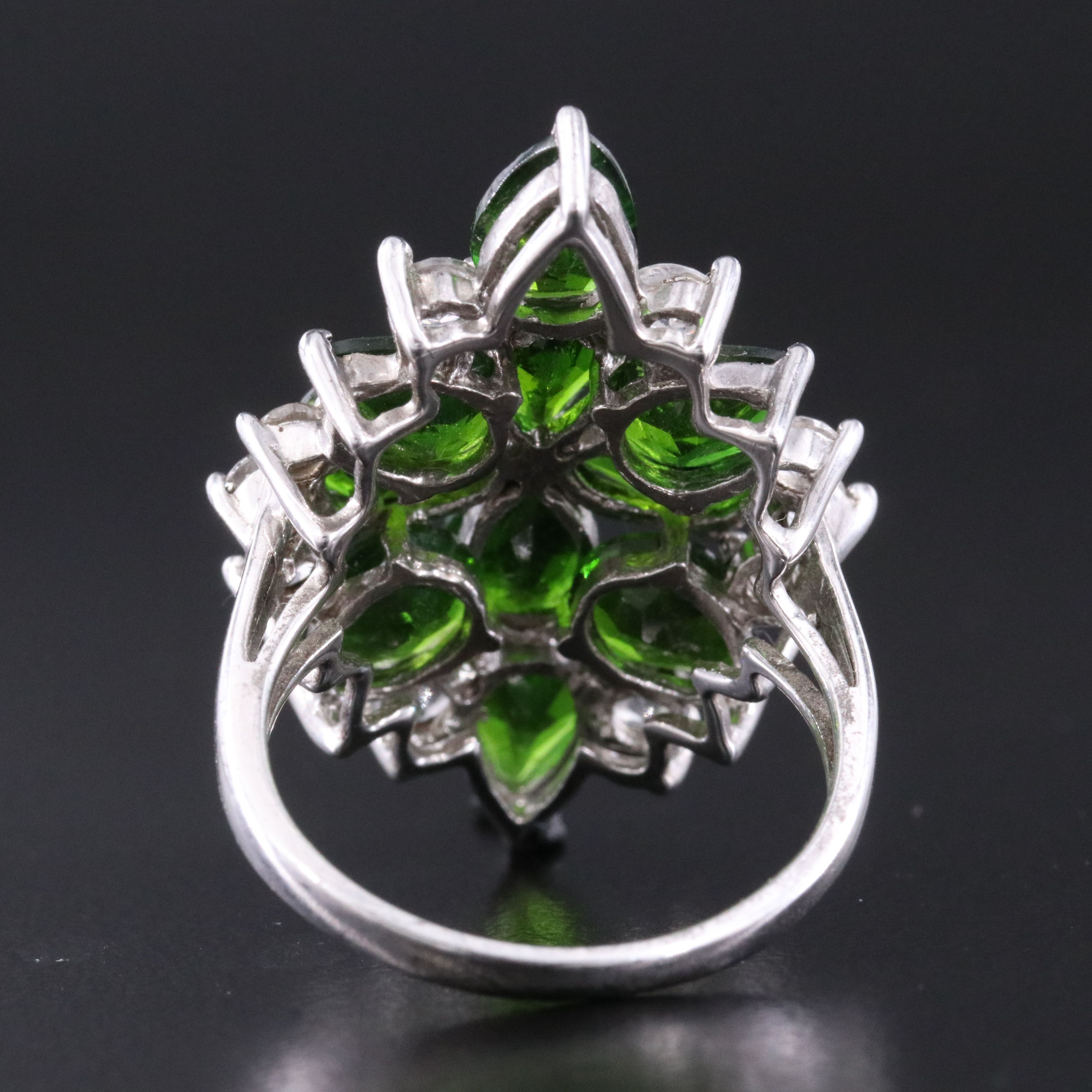 Sterling Diopside and White Sapphire Ring