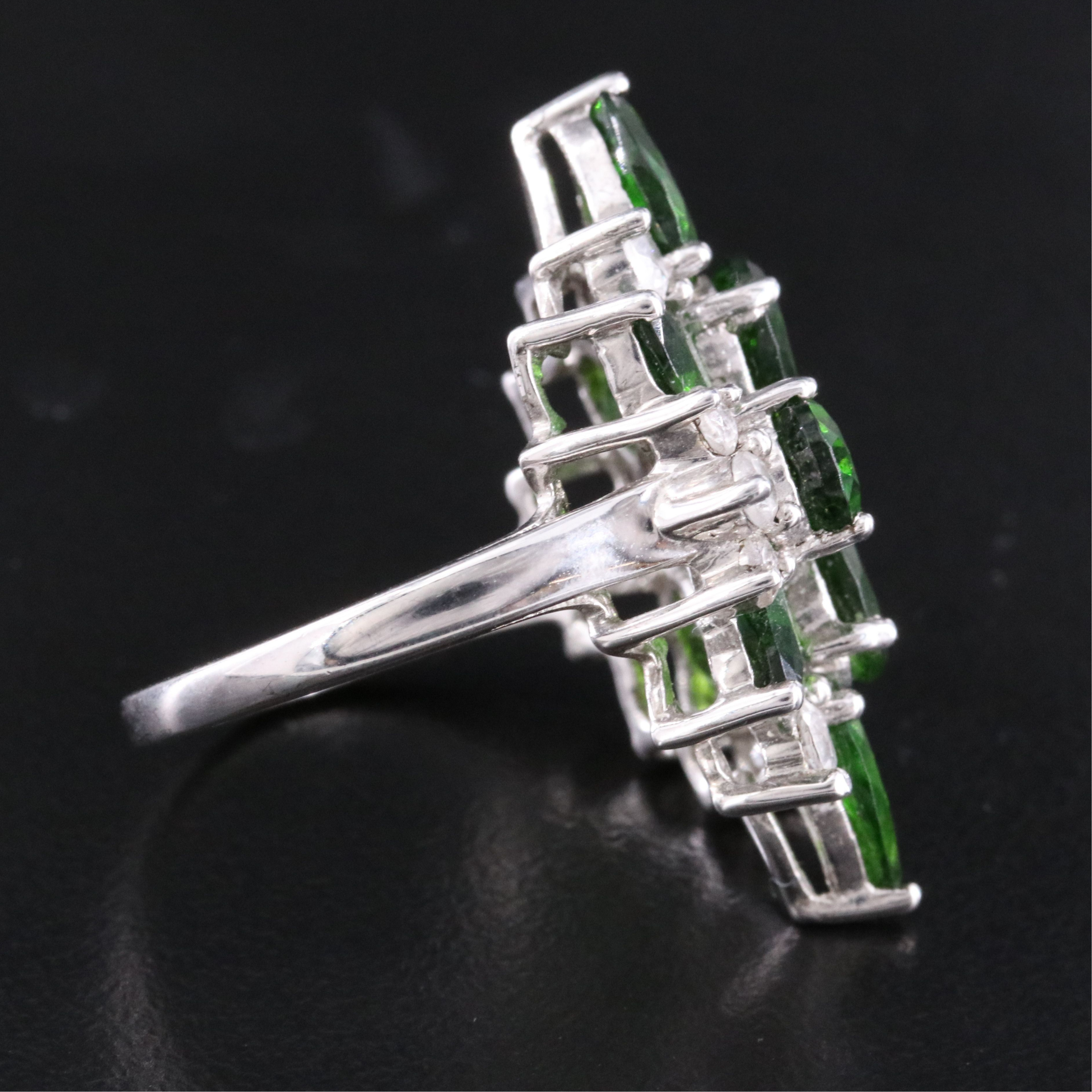 Sterling Diopside and White Sapphire Ring