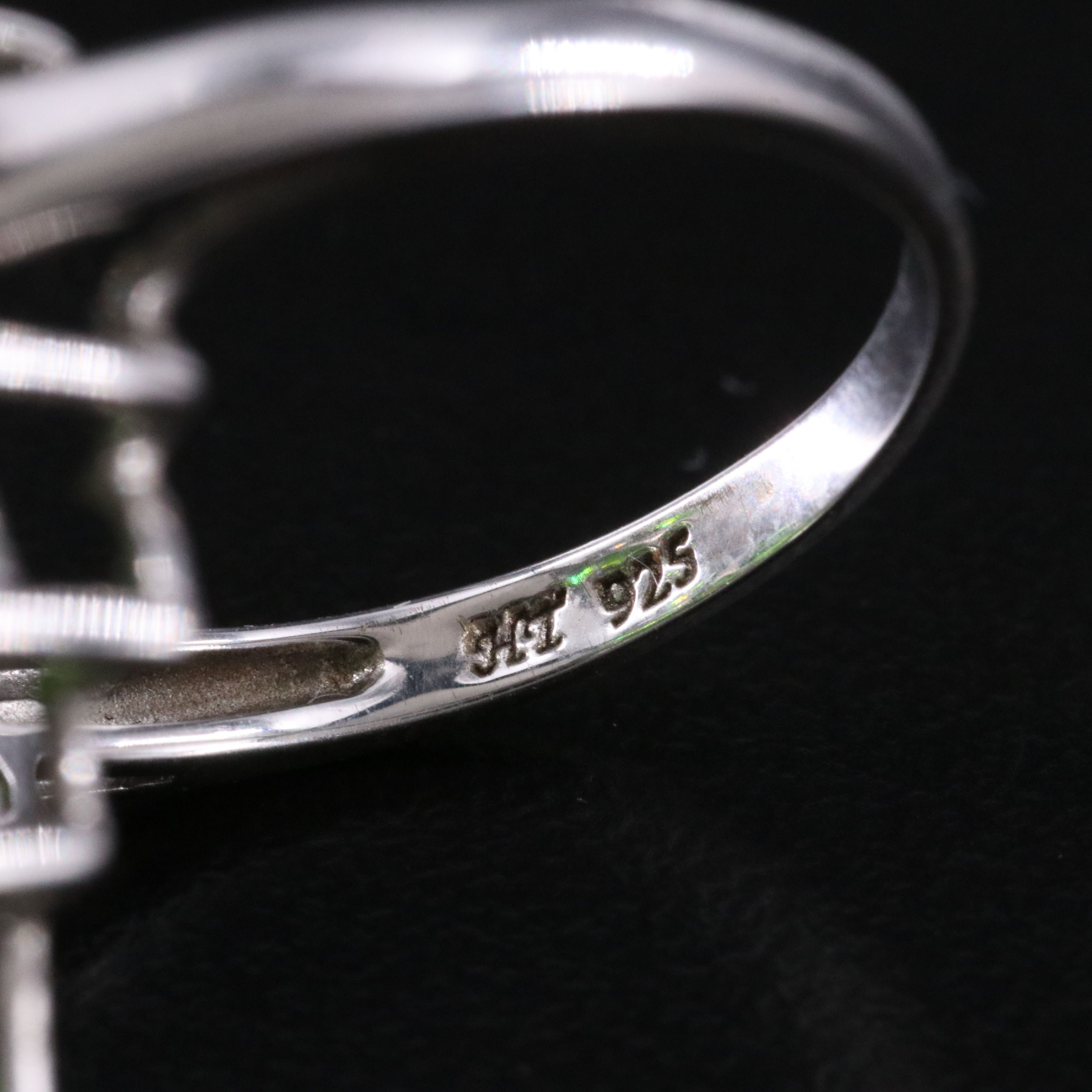 Sterling Diopside and White Sapphire Ring