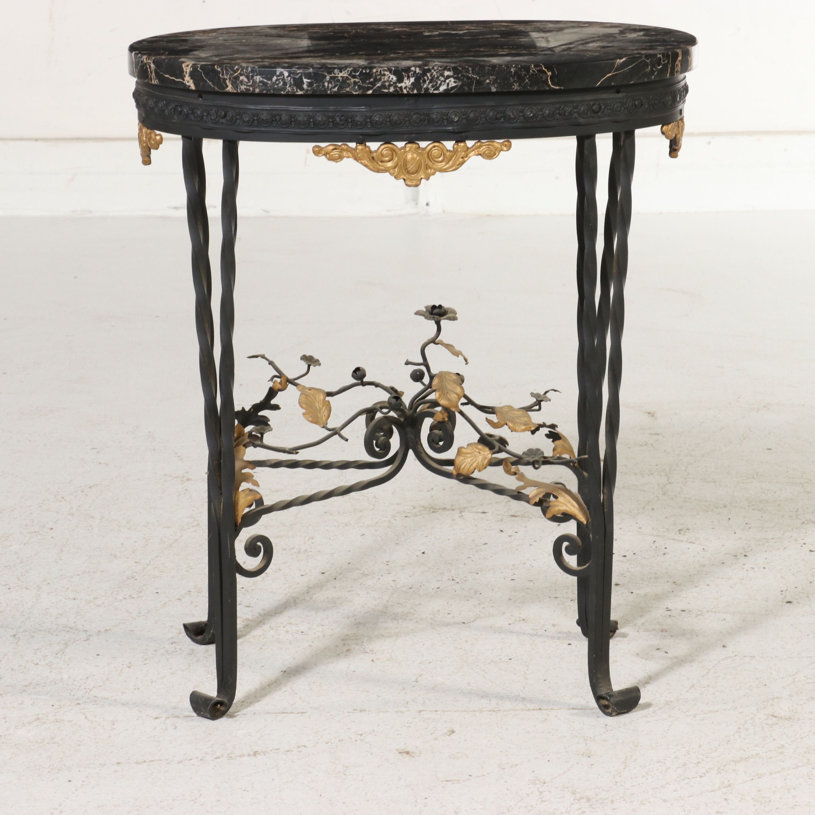 Italian Regency Style Toleware and Portoro Marble Side Table