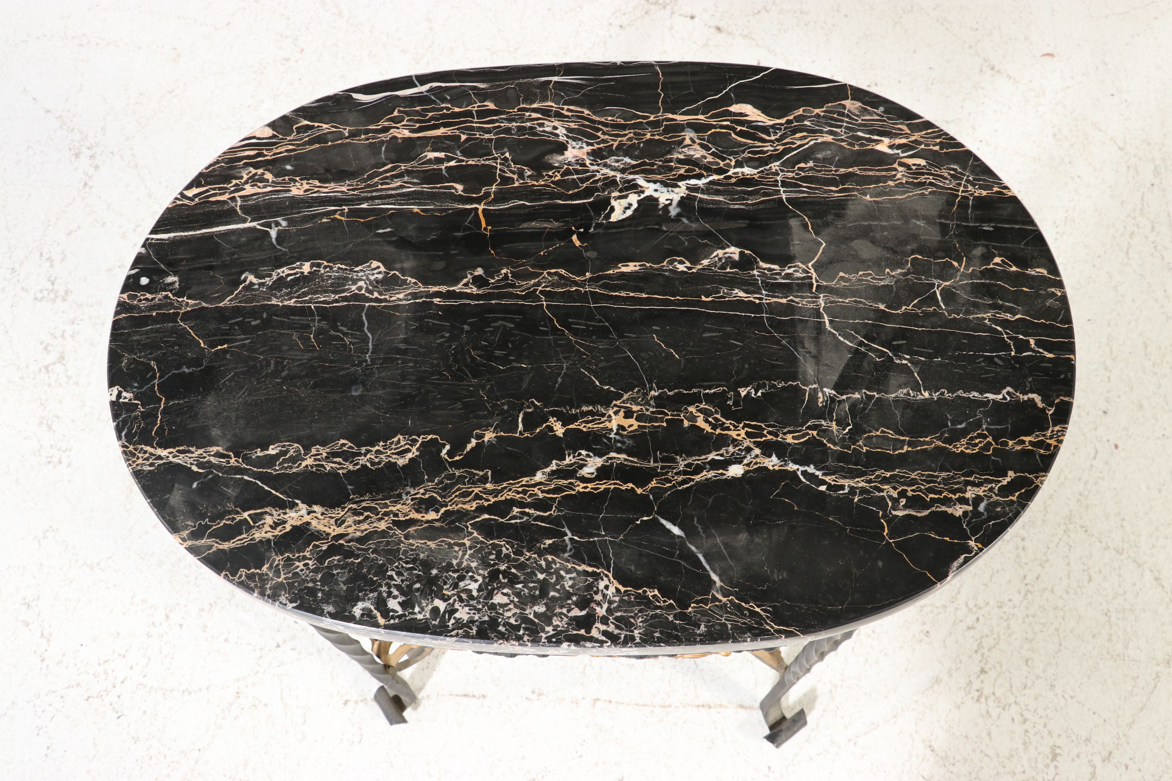 Italian Regency Style Toleware and Portoro Marble Side Table