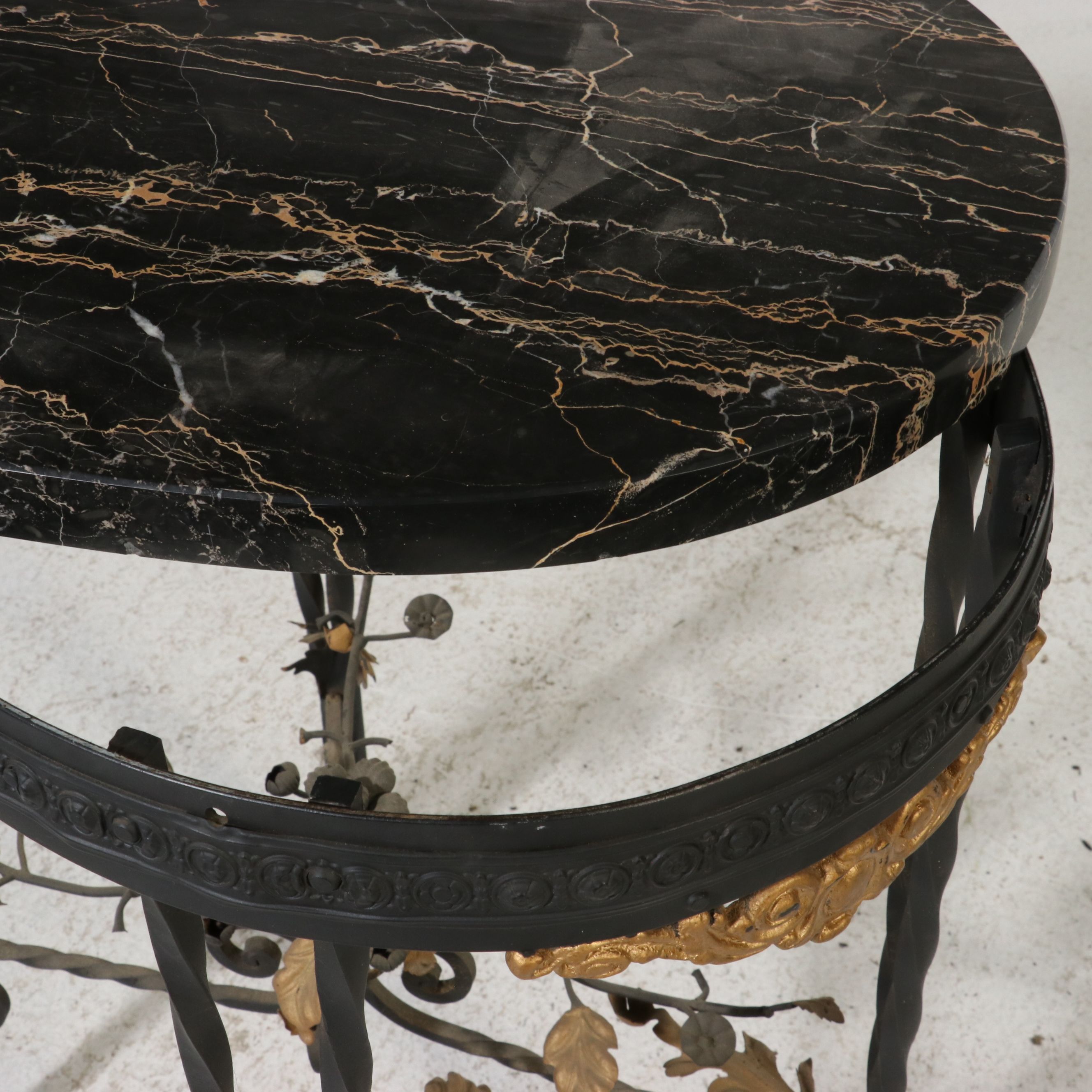 Italian Regency Style Toleware and Portoro Marble Side Table