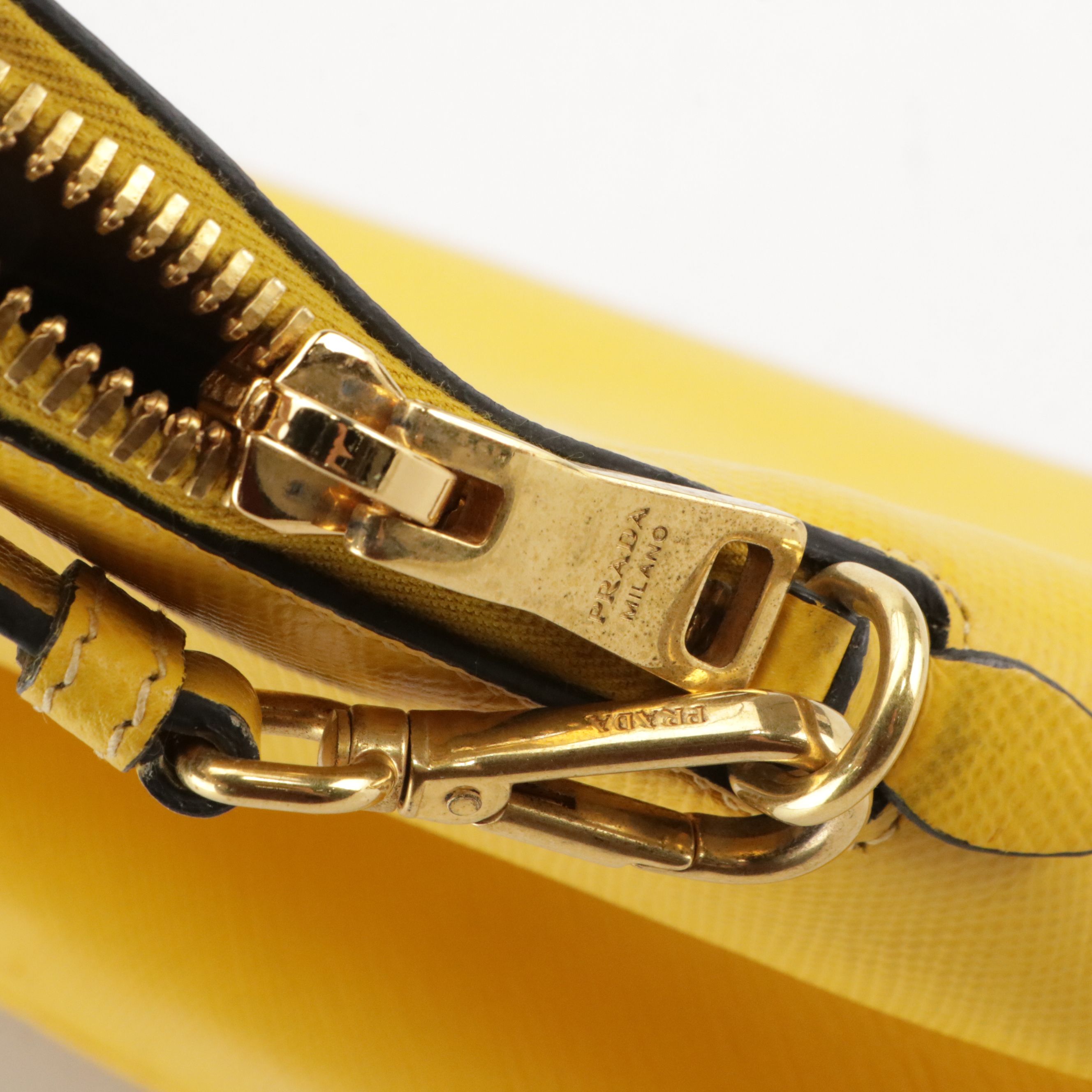 Prada Bauletto Dome Two-Way Bag in Yellow Saffiano Leather