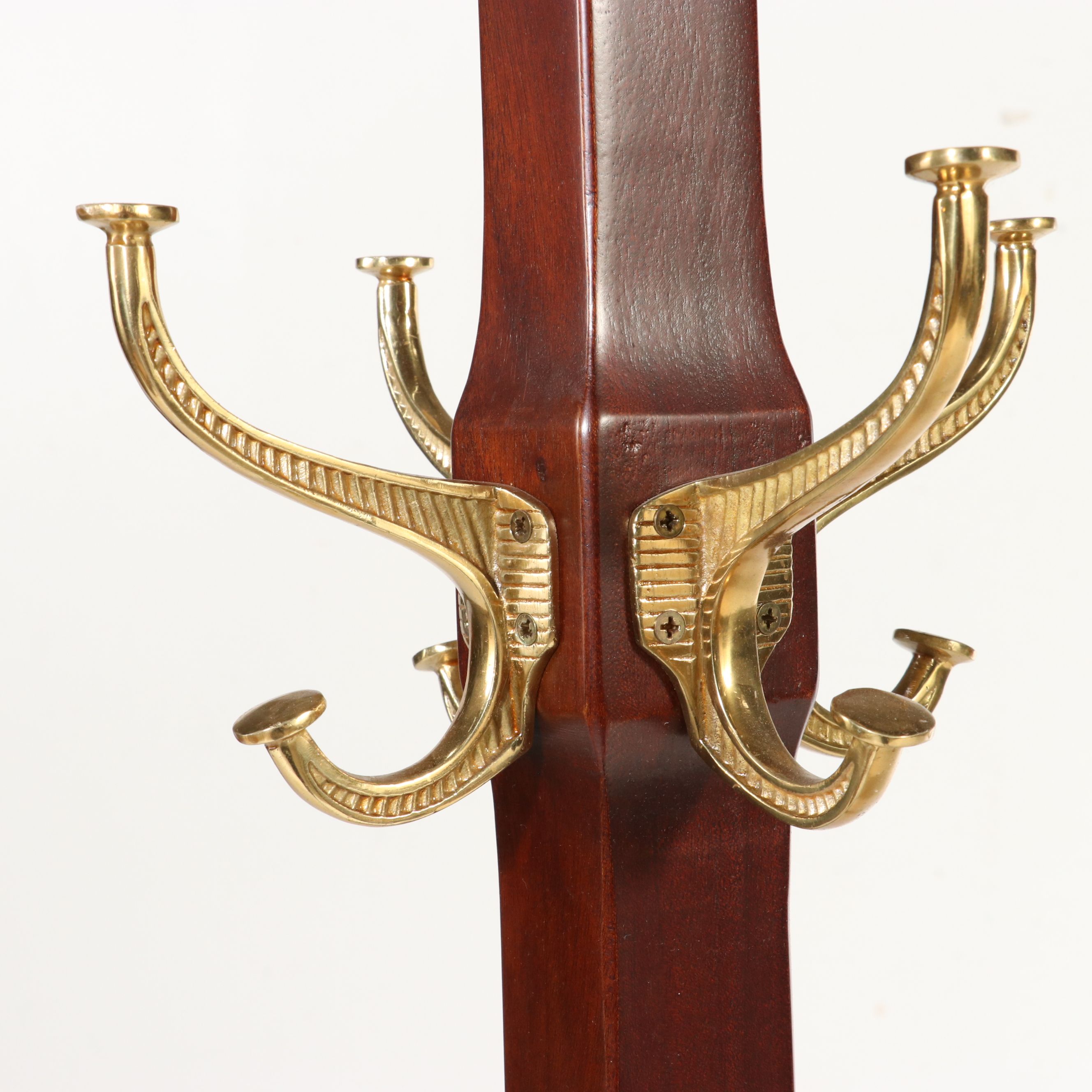 Transitional Style Mahogany Finish Hall Tree, Late 20th Century