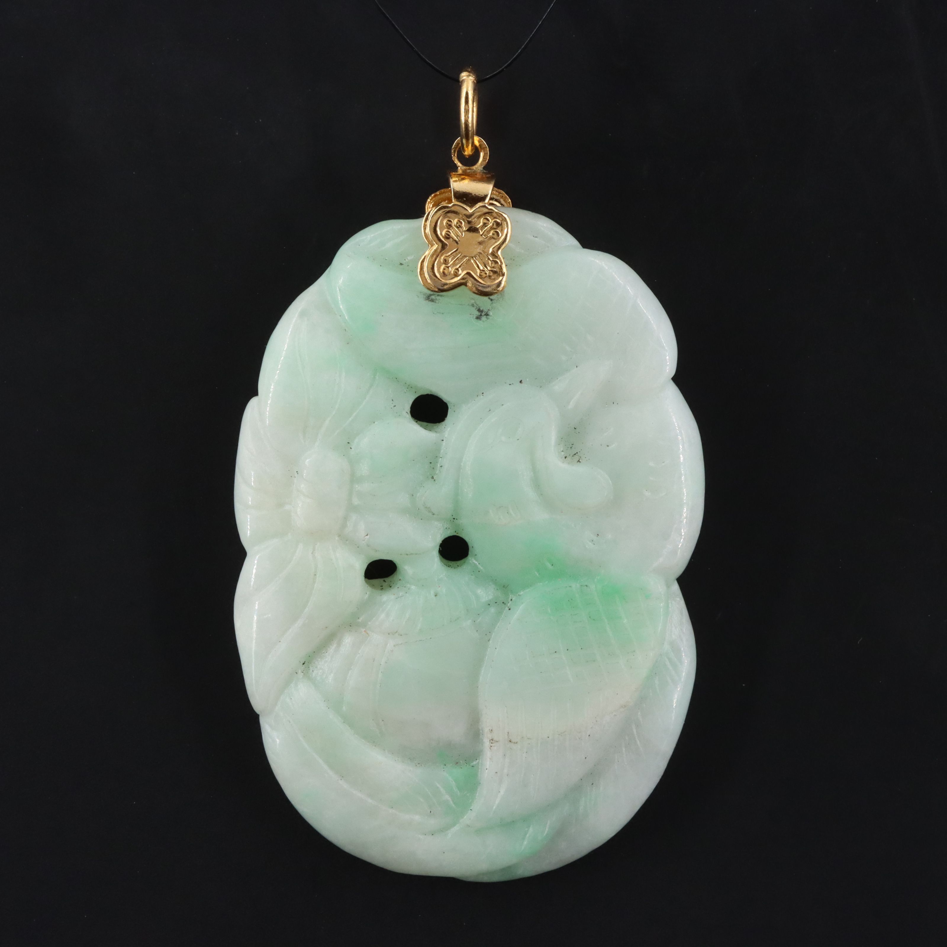Jadeite Nature Carved Pendant