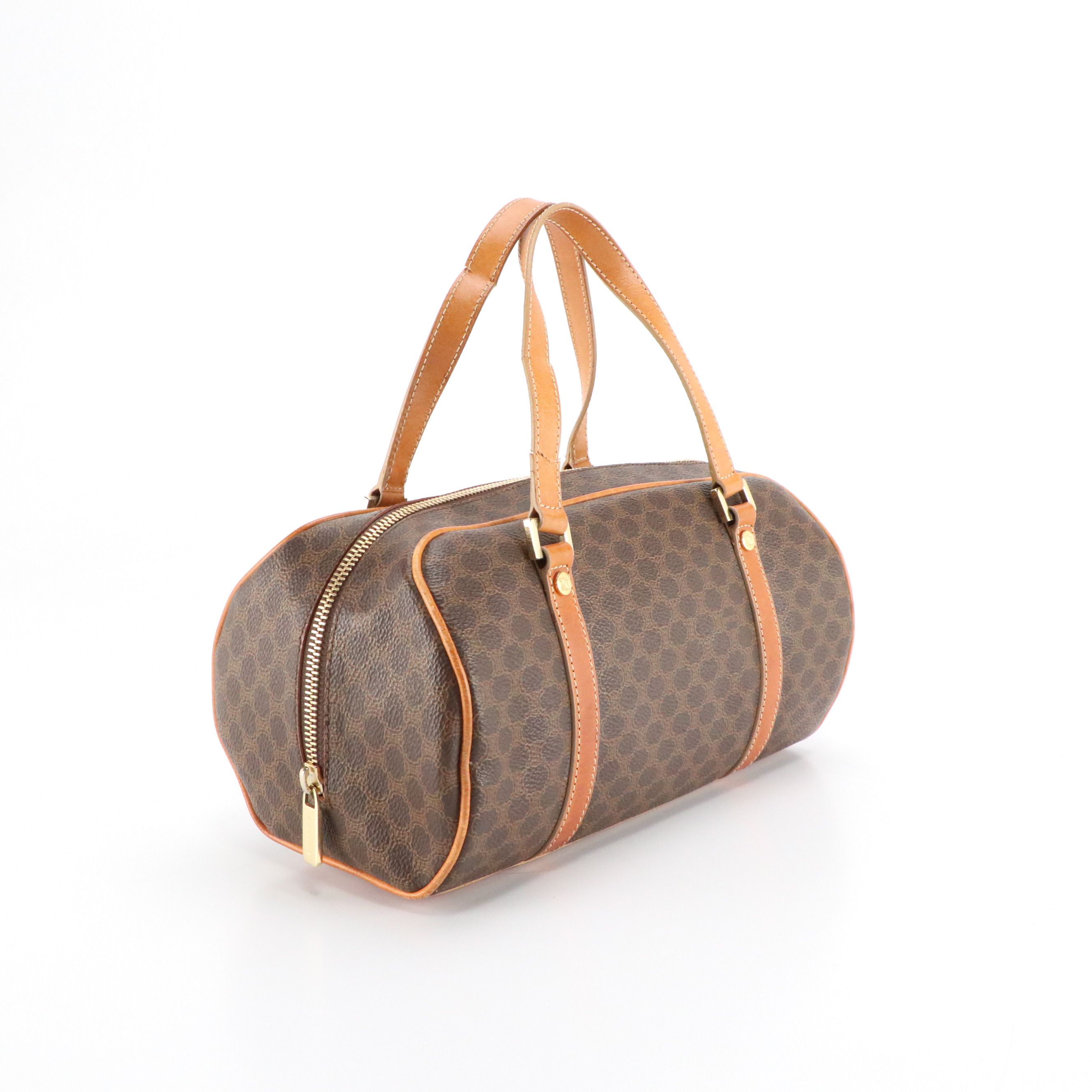 Celine Papillon Barrel Bag in Macadam Coated Canvas and Leather