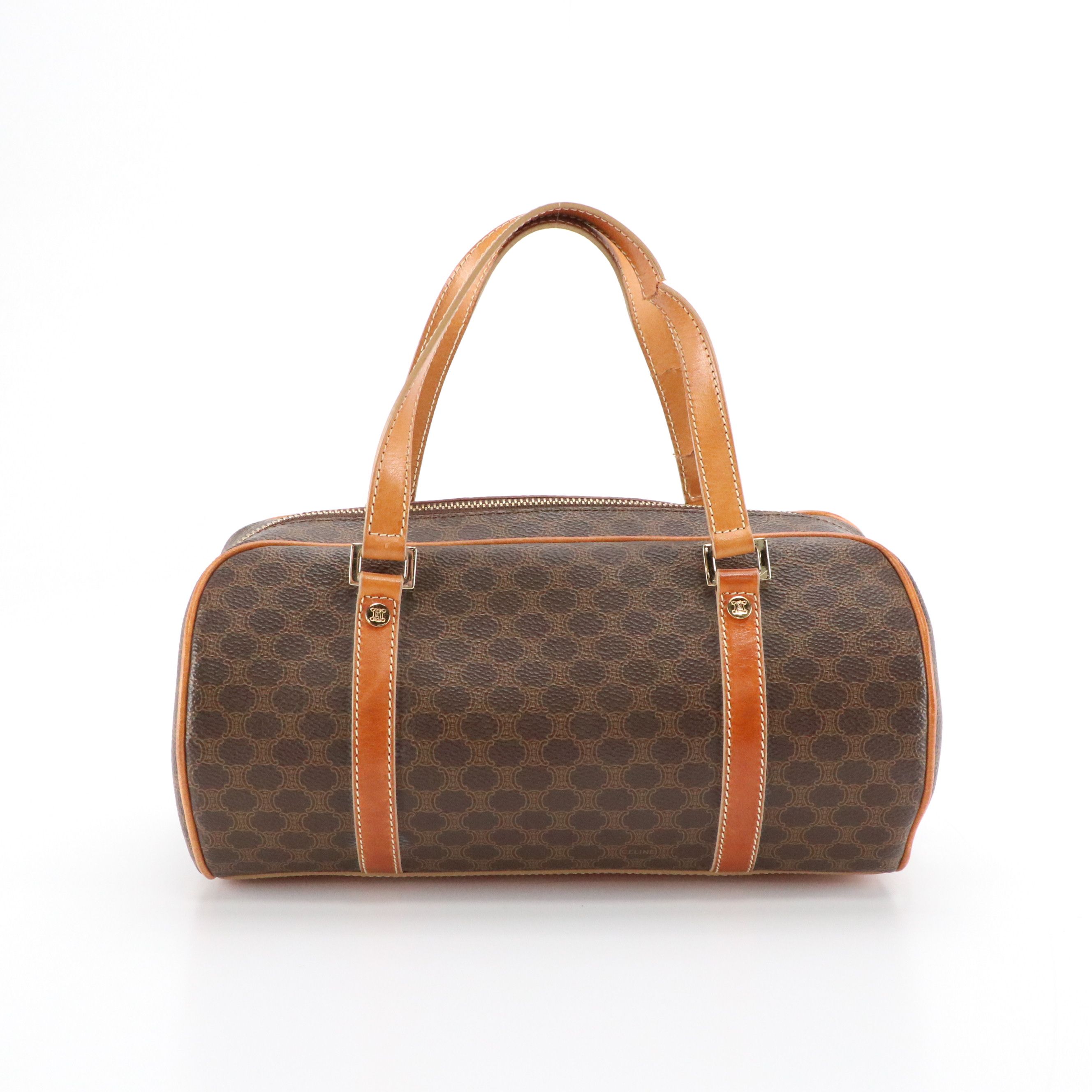 Celine Papillon Barrel Bag in Macadam Coated Canvas and Leather