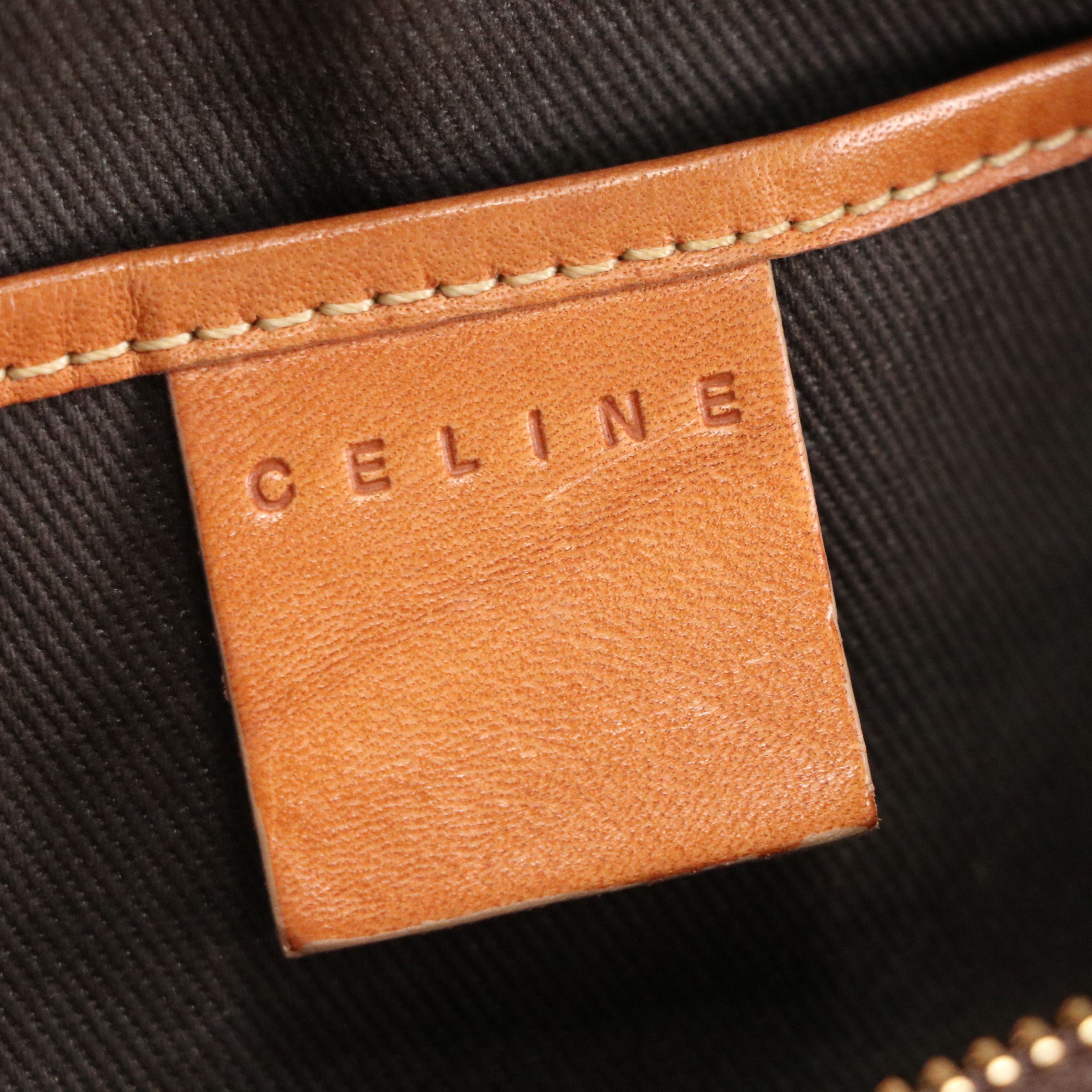 Celine Papillon Barrel Bag in Macadam Coated Canvas and Leather