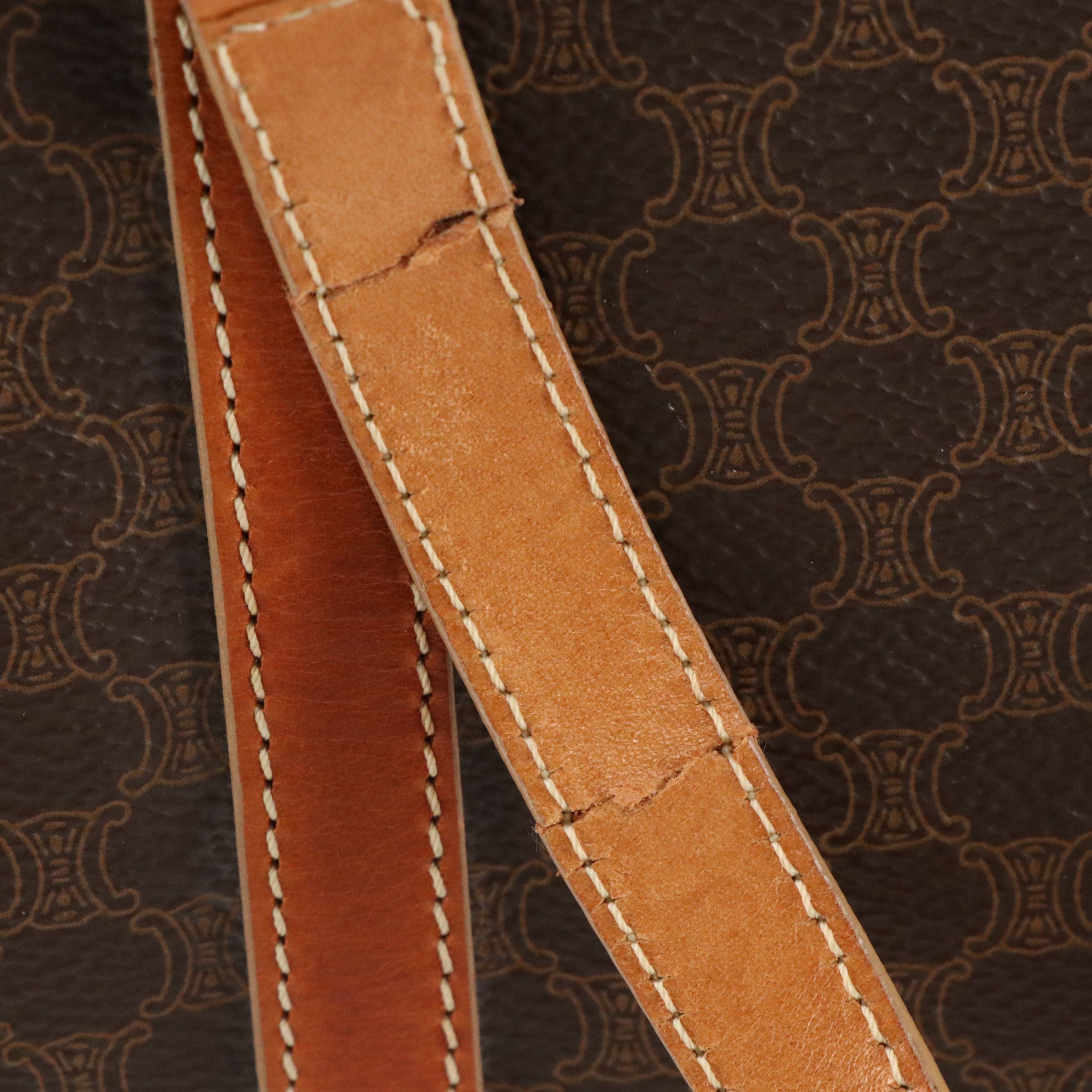 Celine Papillon Barrel Bag in Macadam Coated Canvas and Leather