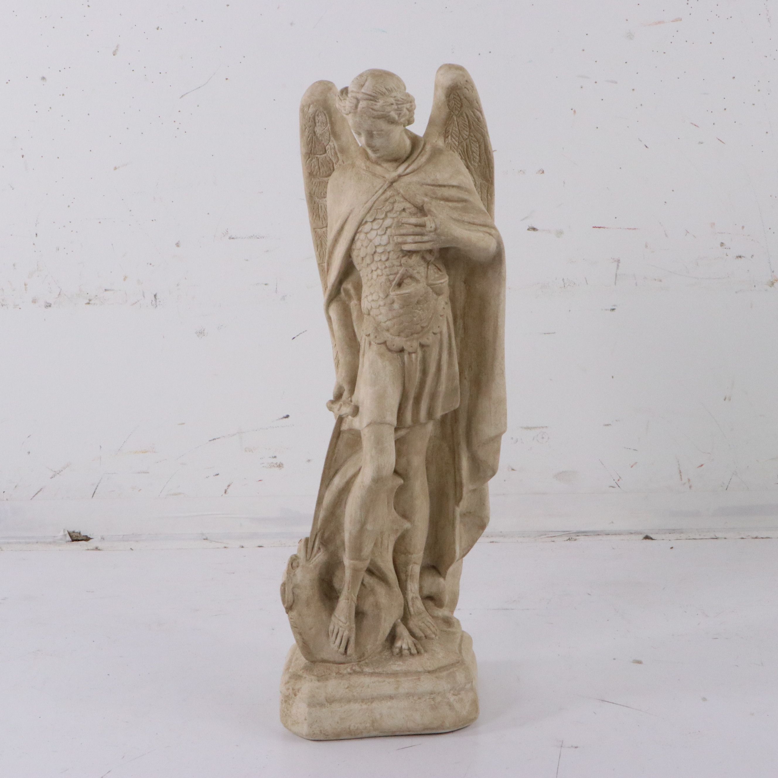Cast Plaster Statue of Saint Michael the Archangel