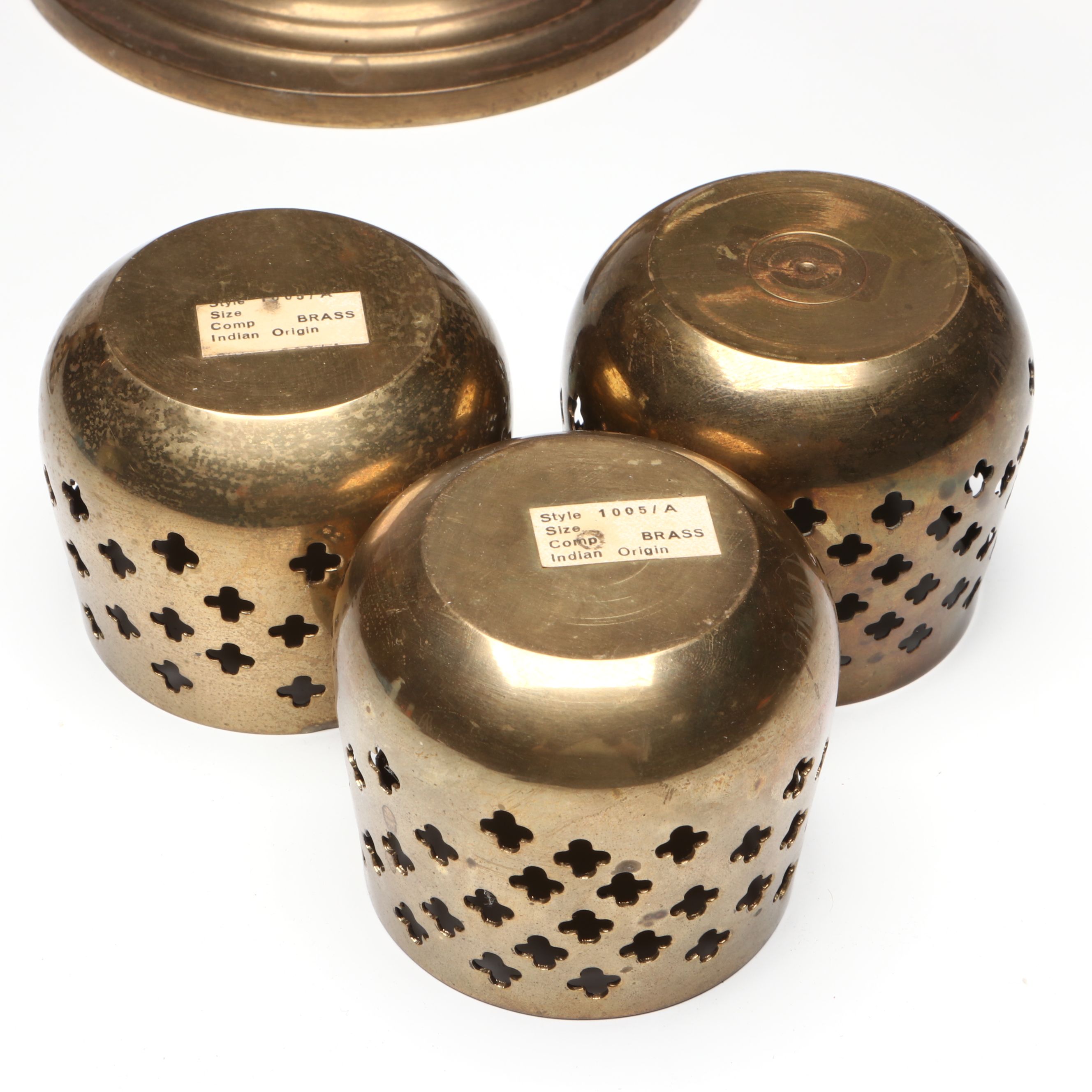 Thai Scrolled Arm Brass Candelabrum, Candlesticks with Other Asian Table Décor