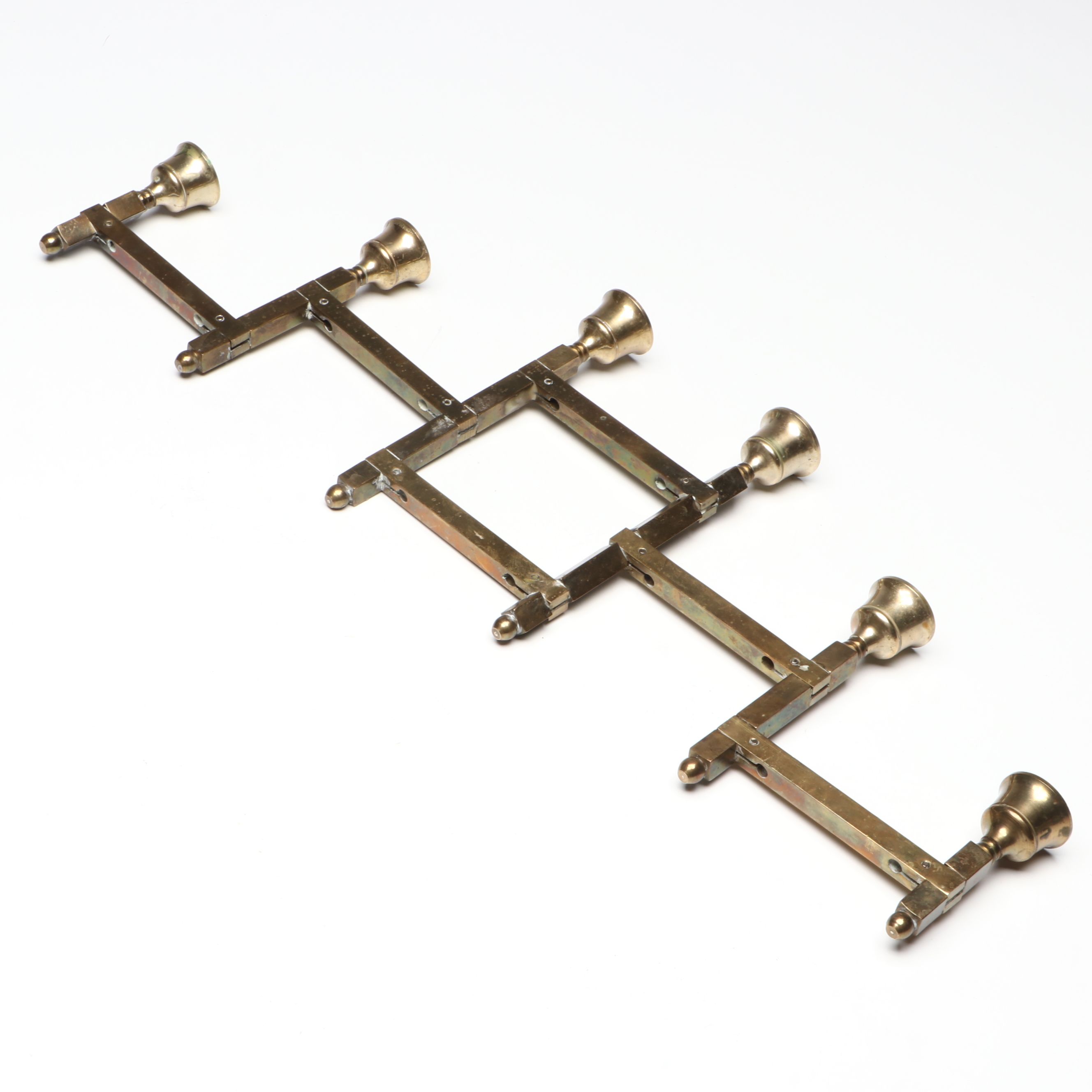 Thai Scrolled Arm Brass Candelabrum, Candlesticks with Other Asian Table Décor