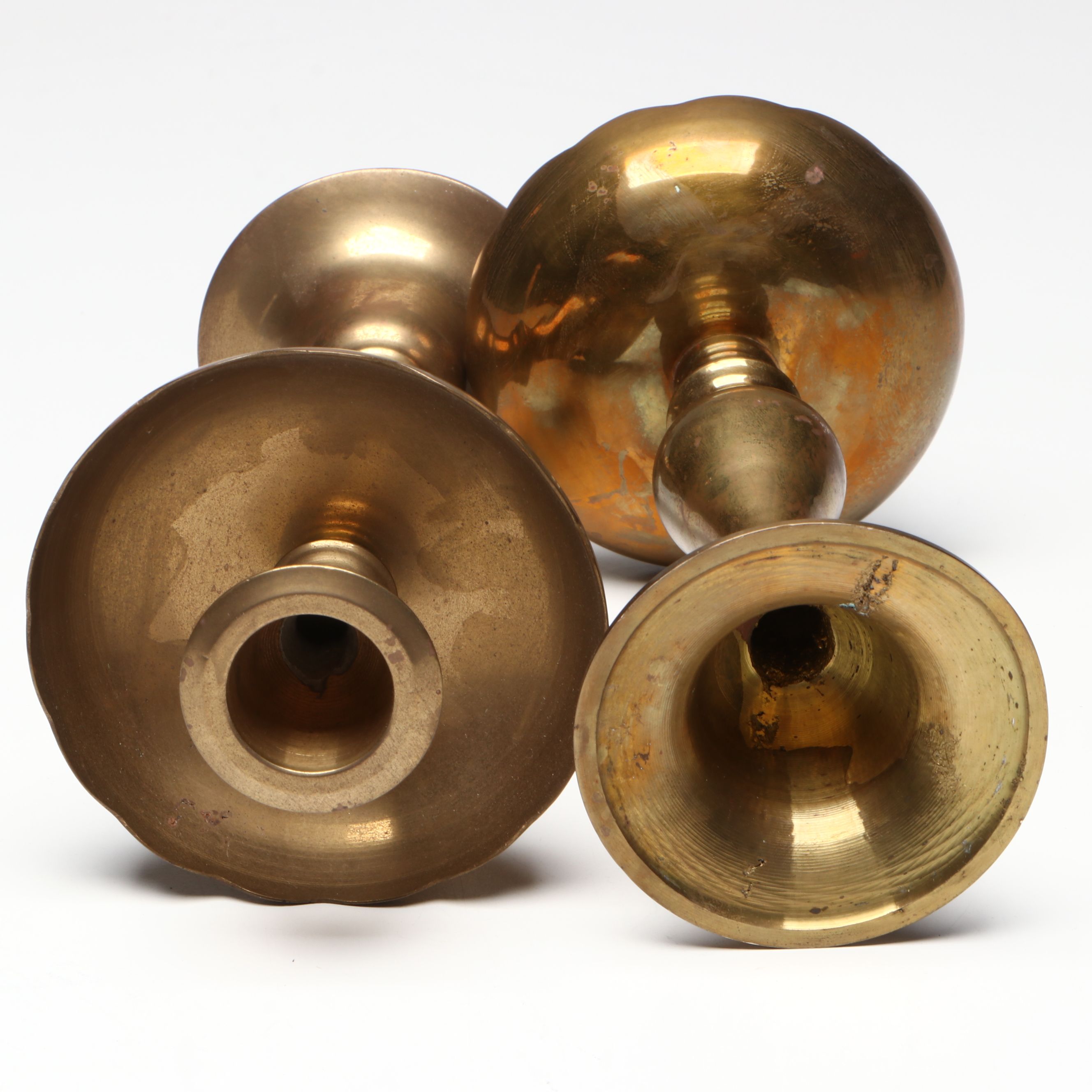 Thai Scrolled Arm Brass Candelabrum, Candlesticks with Other Asian Table Décor