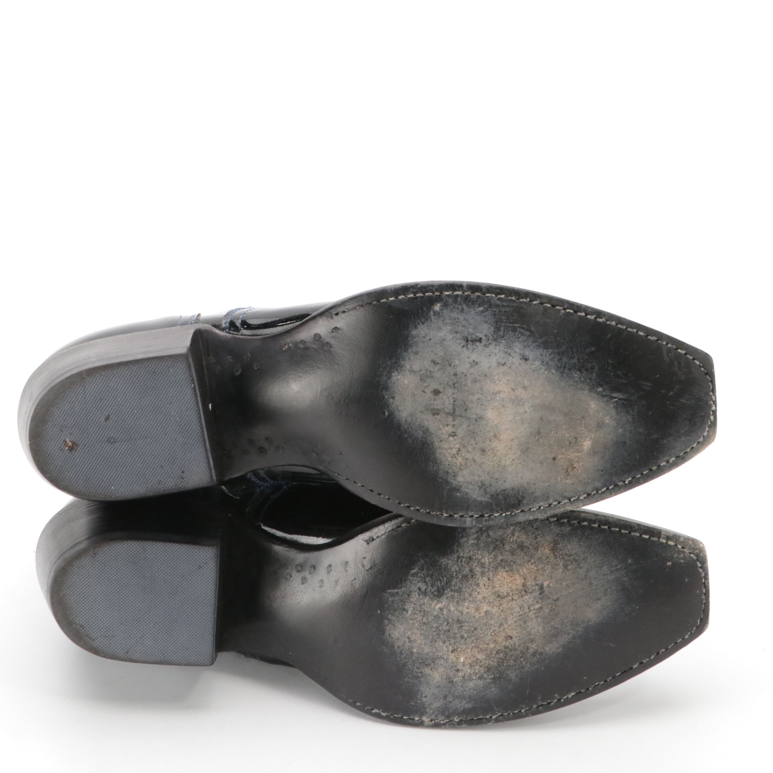 Lucchese Patent Leather Square-Toe Short Cowgirl Zip Boots