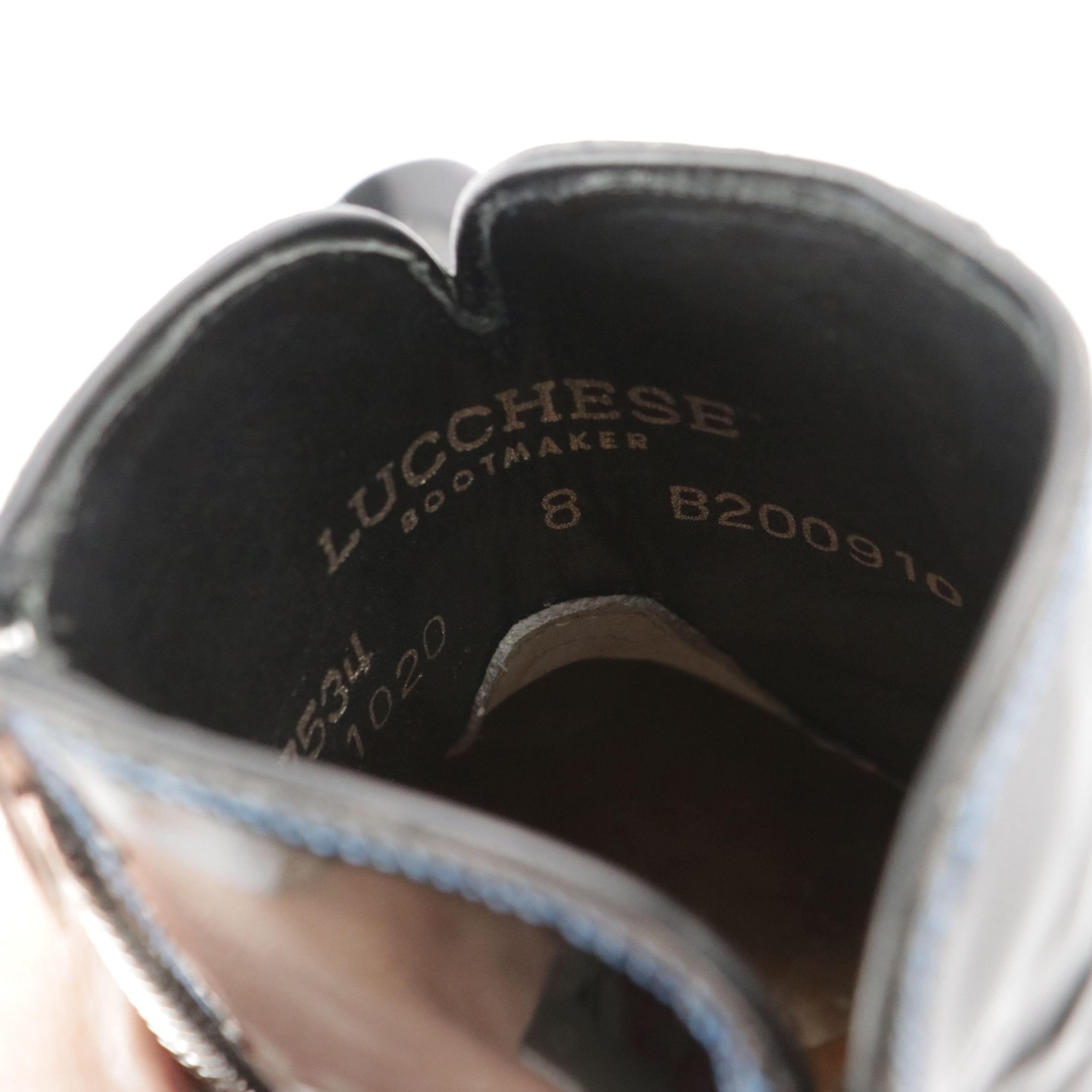 Lucchese Patent Leather Square-Toe Short Cowgirl Zip Boots