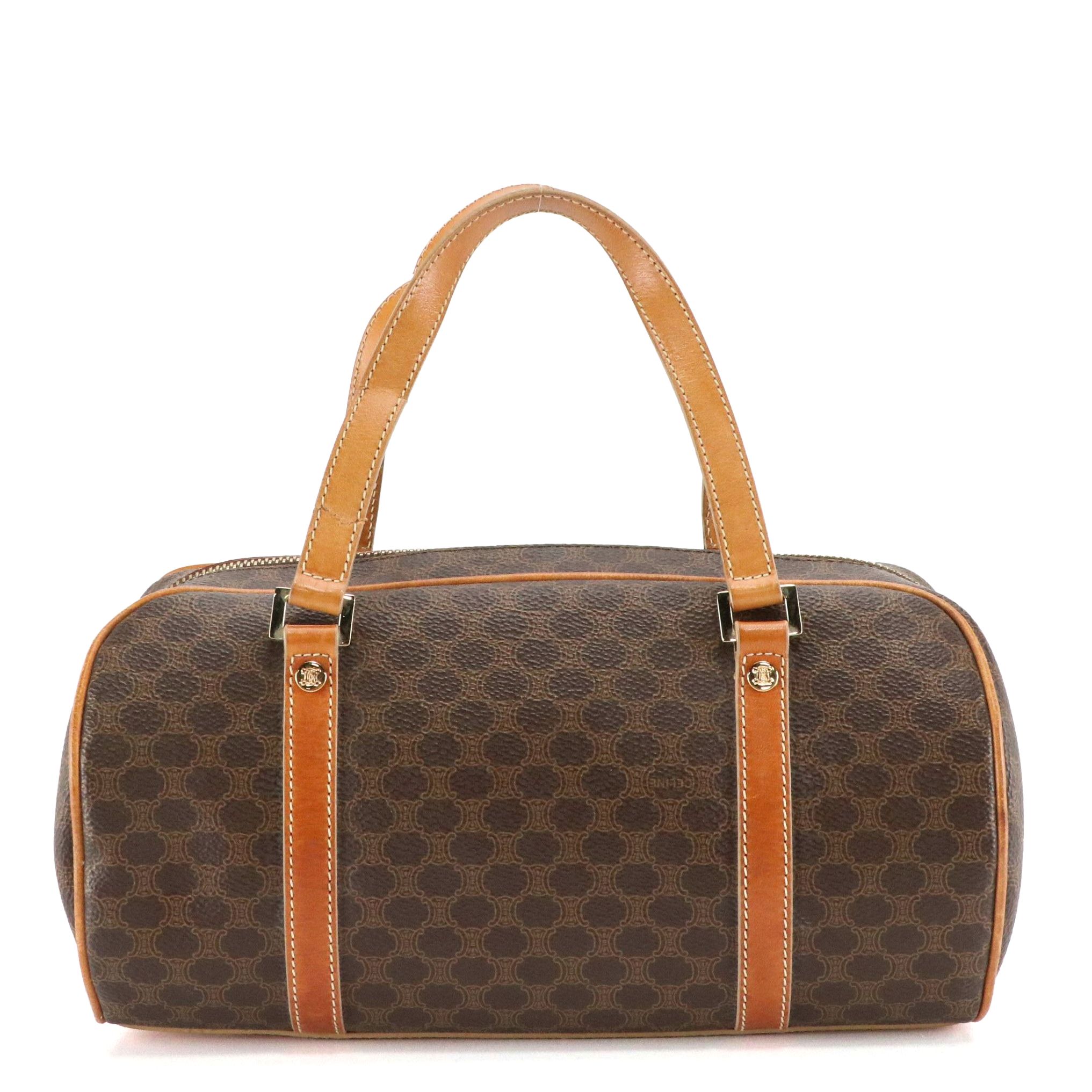 Celine Papillon Barrel Bag in Macadam Coated Canvas and Leather