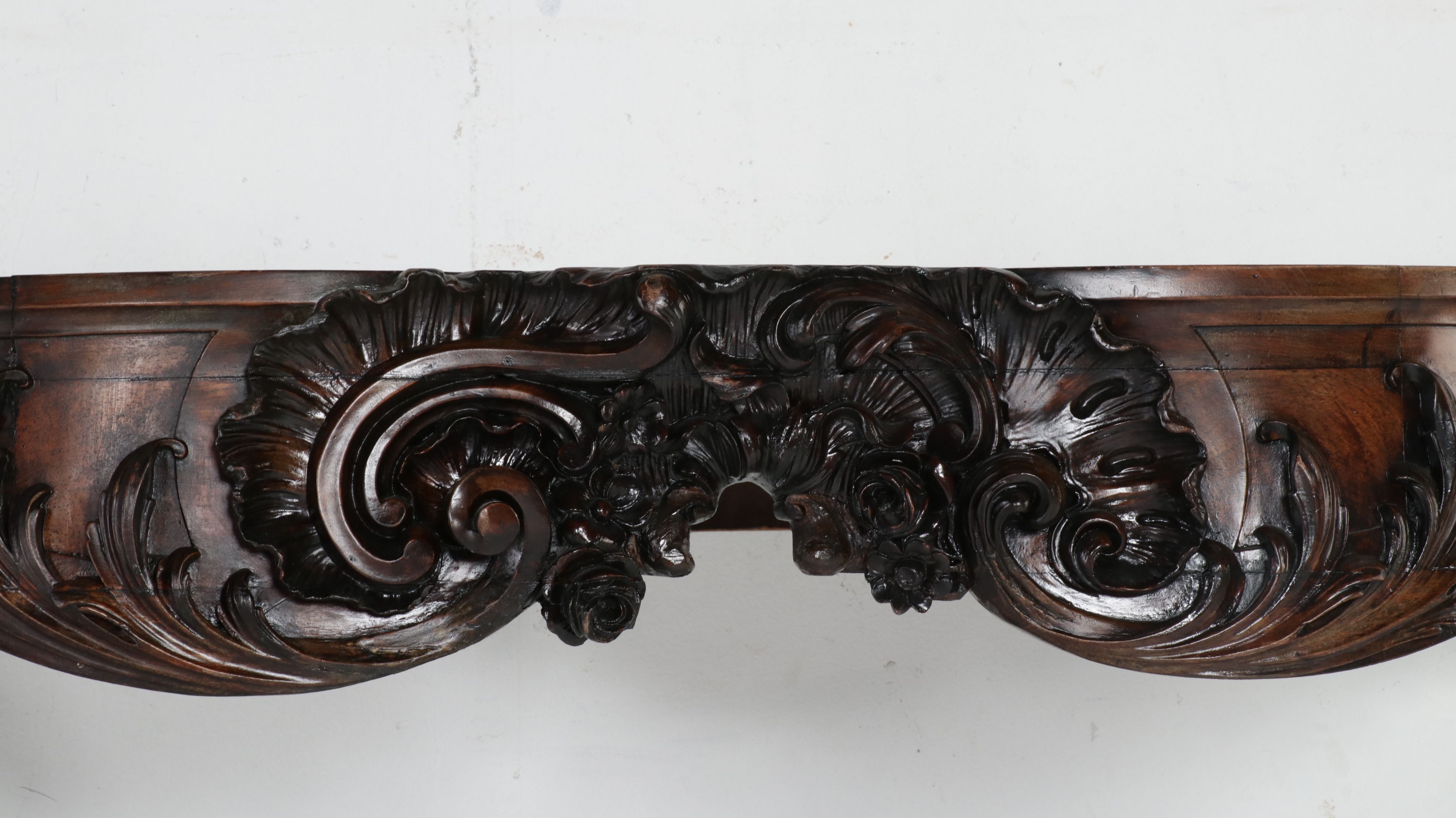 Rococo Revival Style Carved Walnut Marble Top Console Table