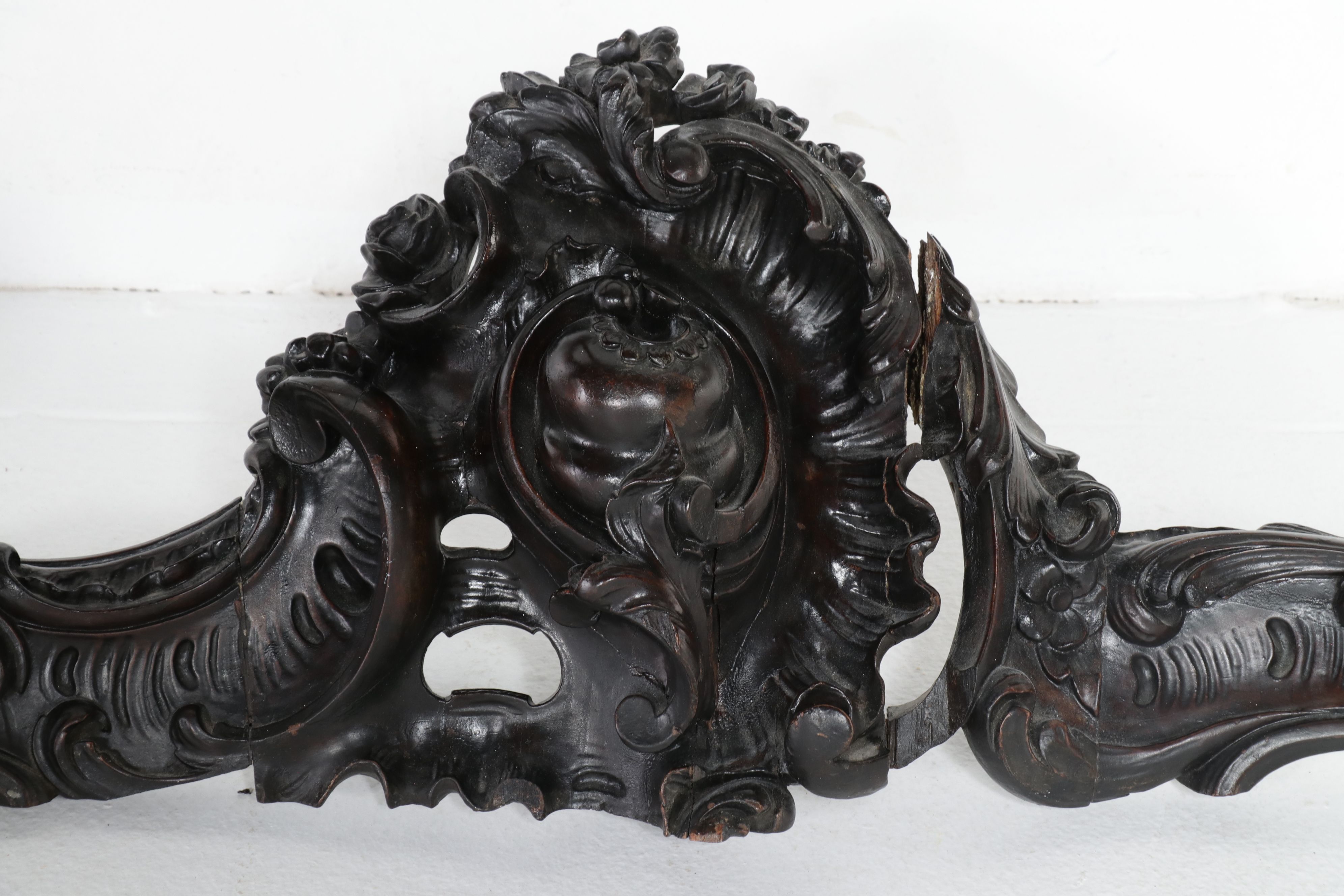 Rococo Revival Style Carved Walnut Marble Top Console Table