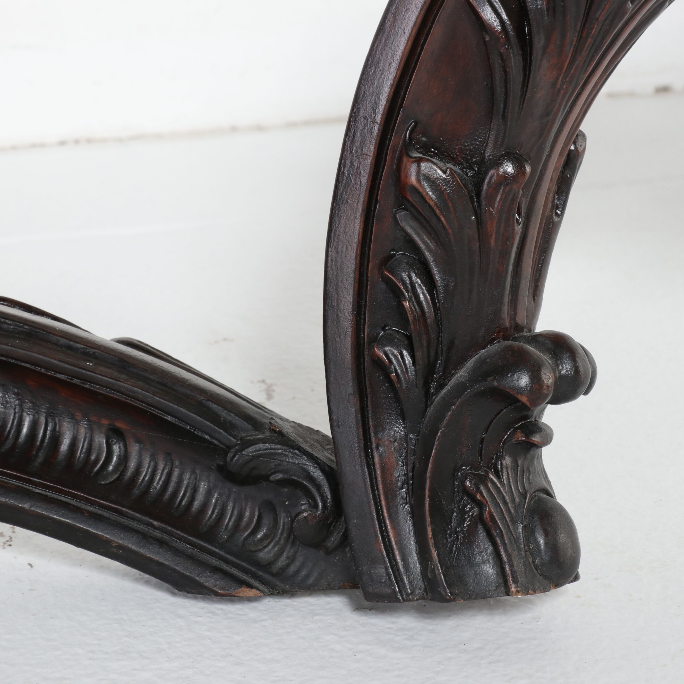 Rococo Revival Style Carved Walnut Marble Top Console Table