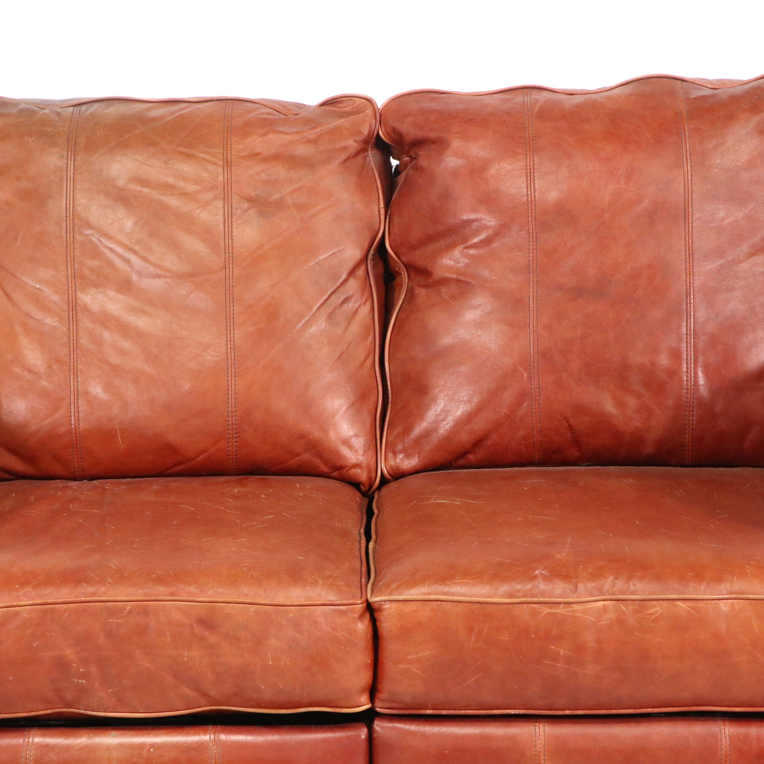 Contemporary Dual Reclining Leather Loveseat, 21st Century