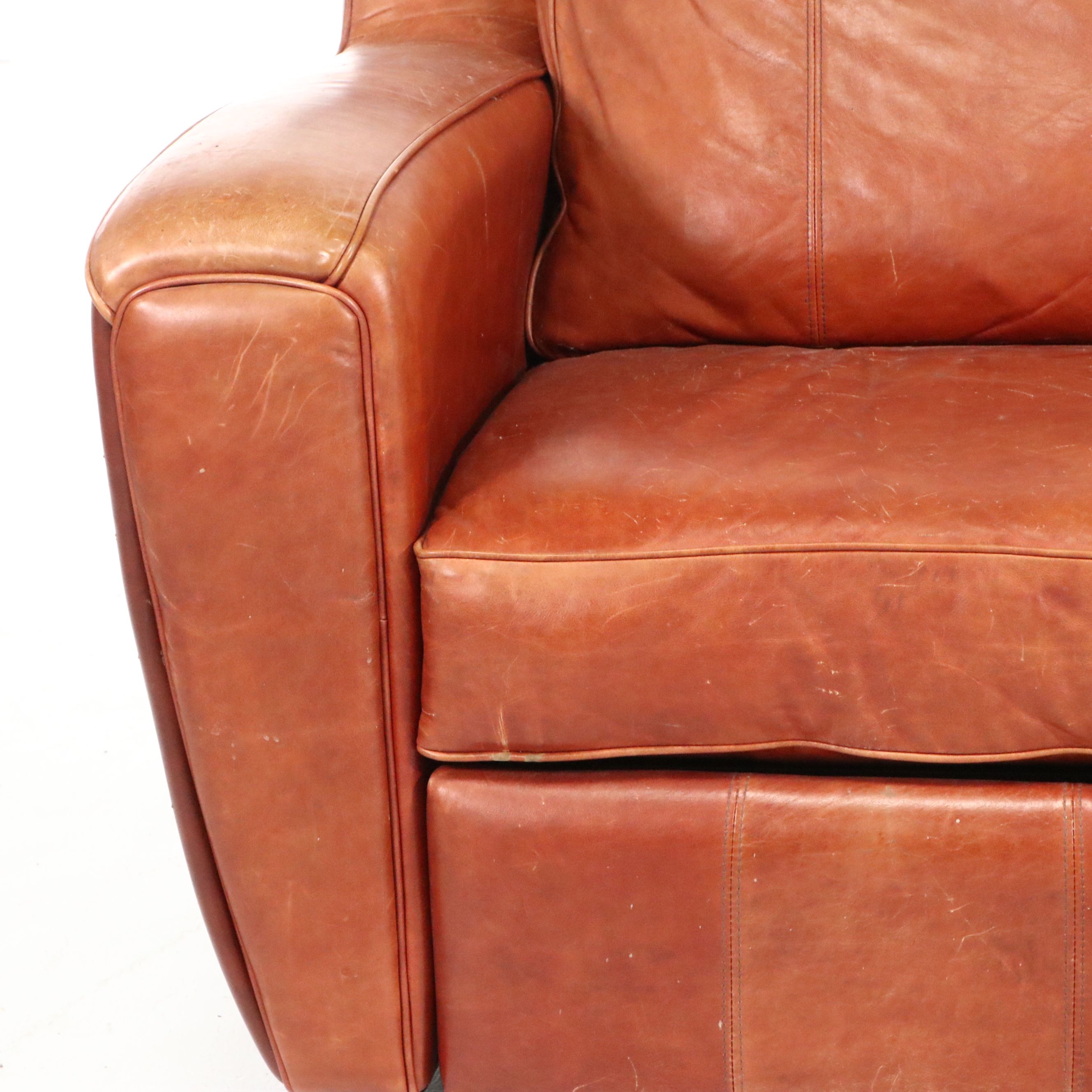 Contemporary Dual Reclining Leather Loveseat, 21st Century
