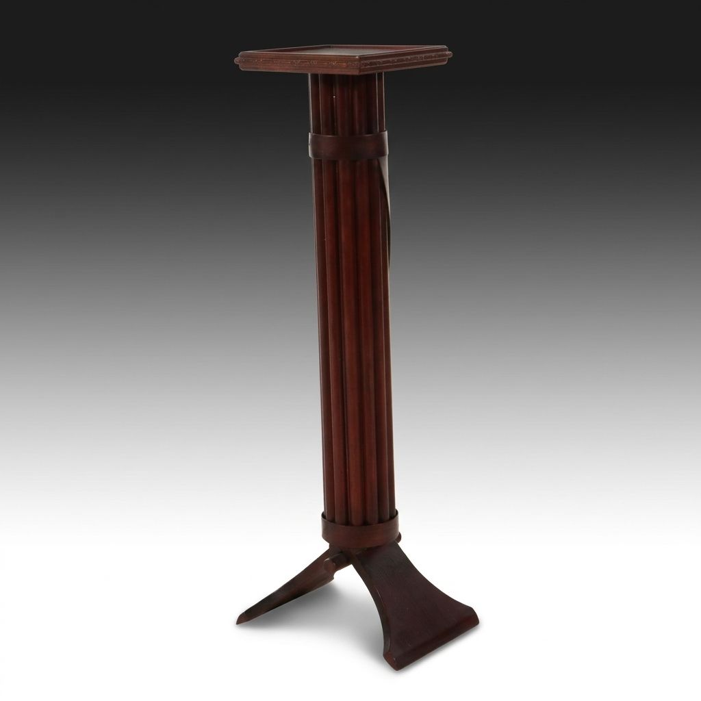 Empire Revival Wooden "Faces" Shaped Pedestal, 20th Century