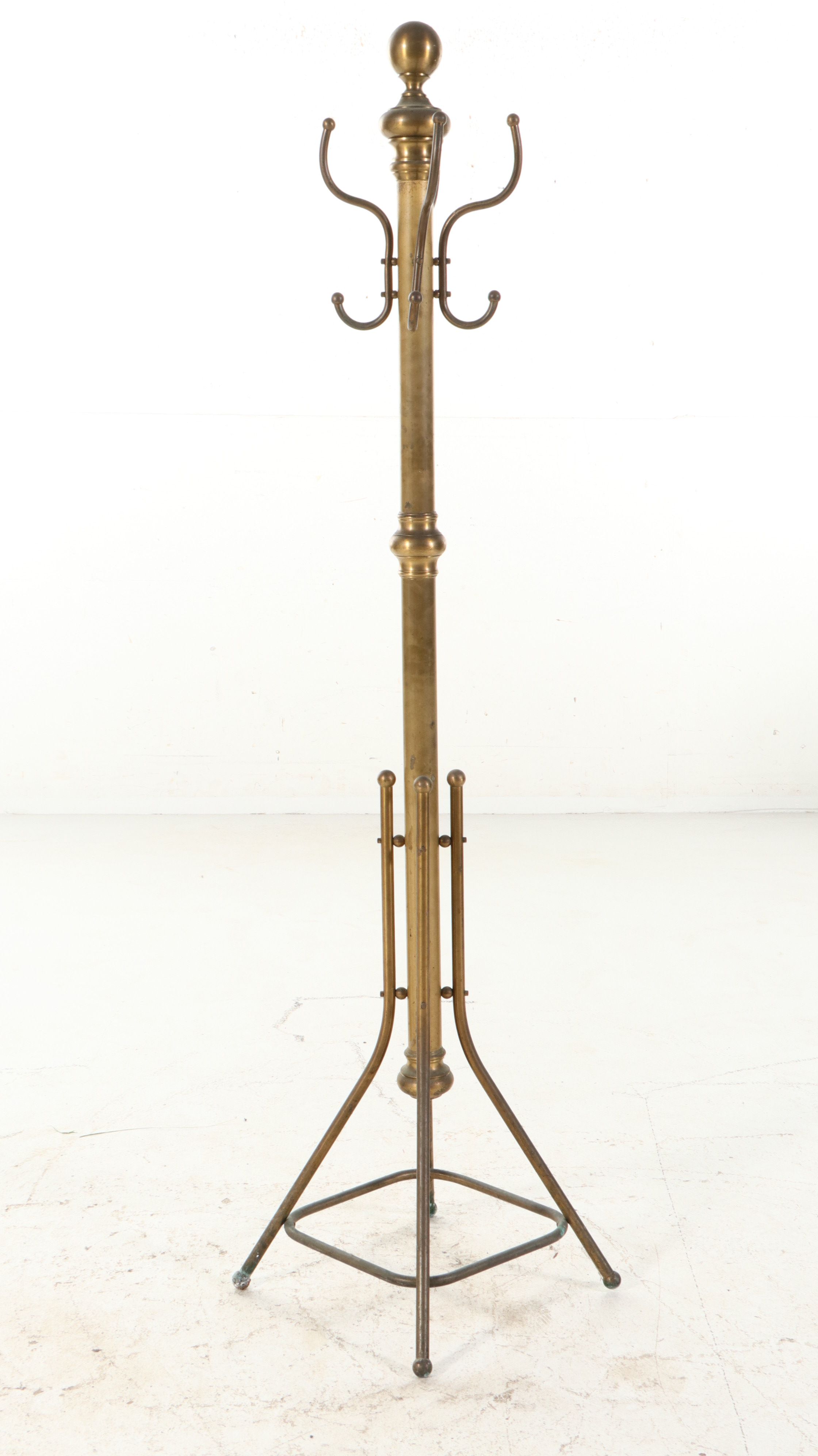 Victorian Style Polished Brass Tubular Hall Tree, 20th Century