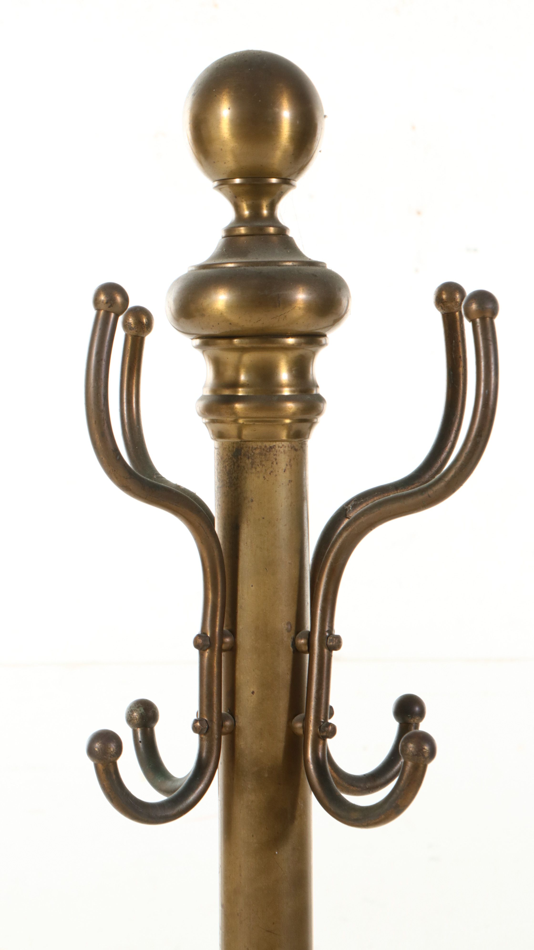 Victorian Style Polished Brass Tubular Hall Tree, 20th Century