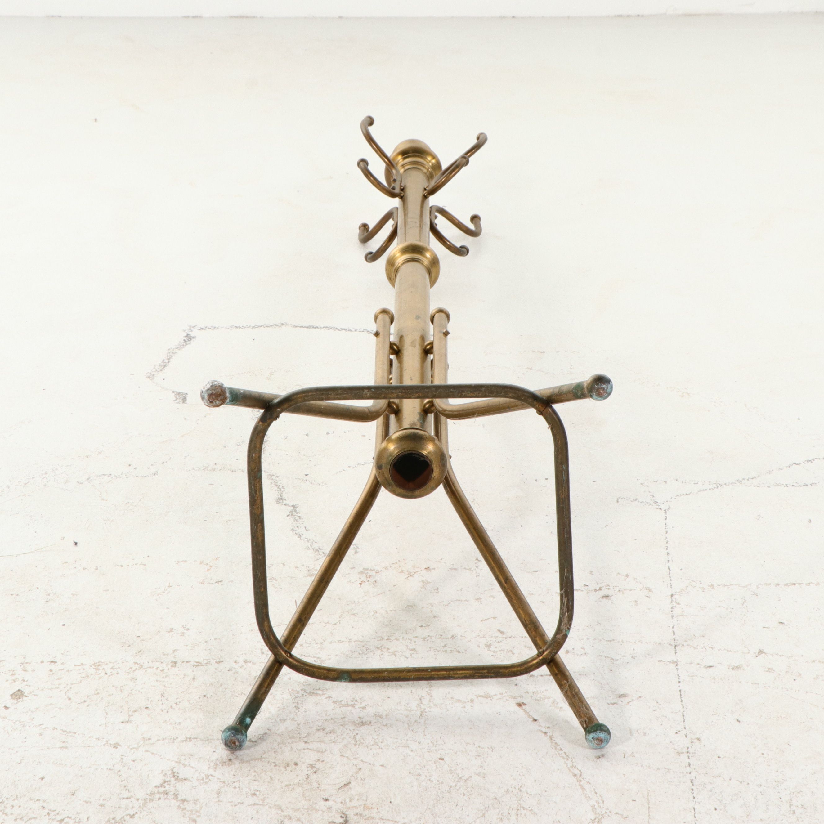 Victorian Style Polished Brass Tubular Hall Tree, 20th Century