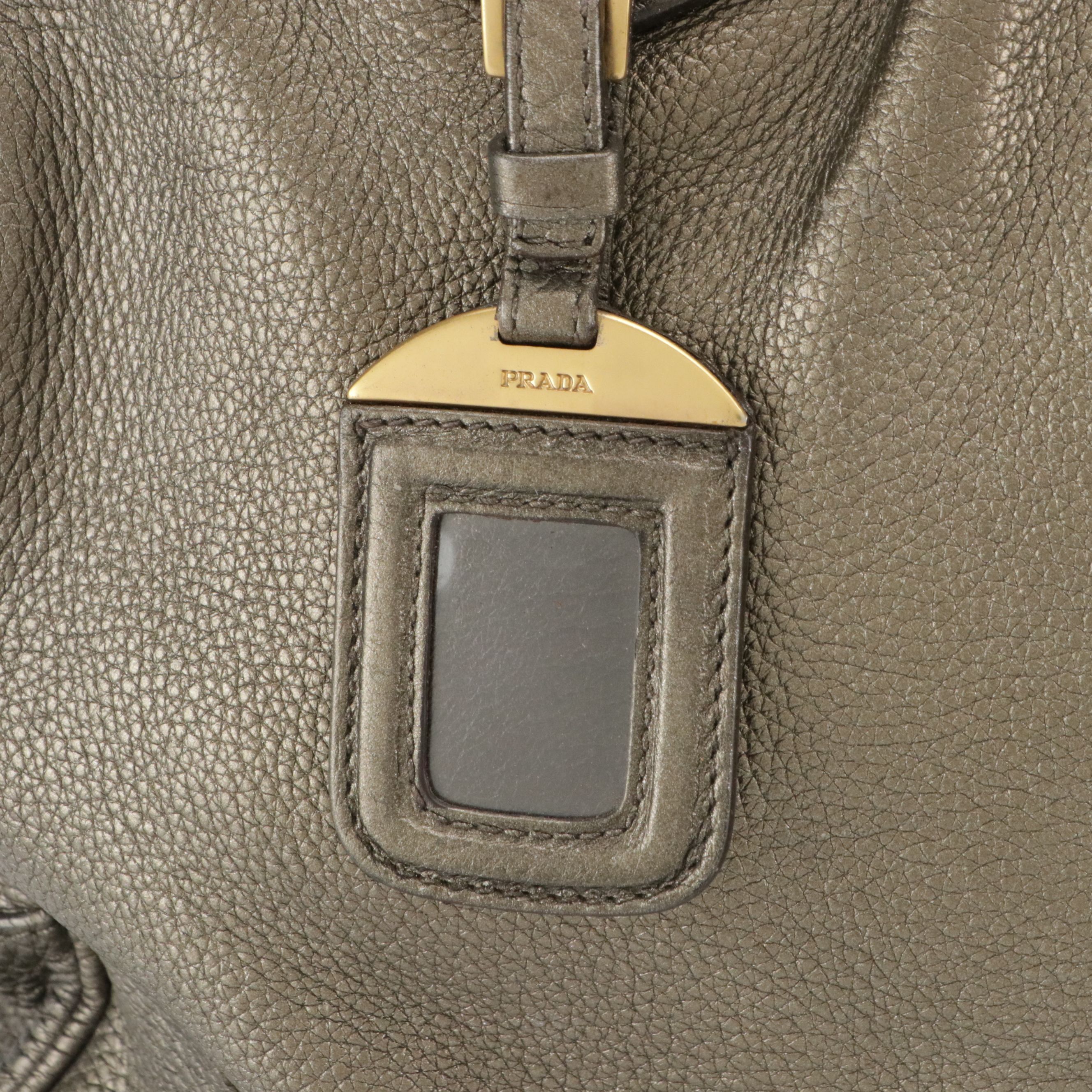 Prada Large Framed Satchel Bag in Metallic Calfskin Leather