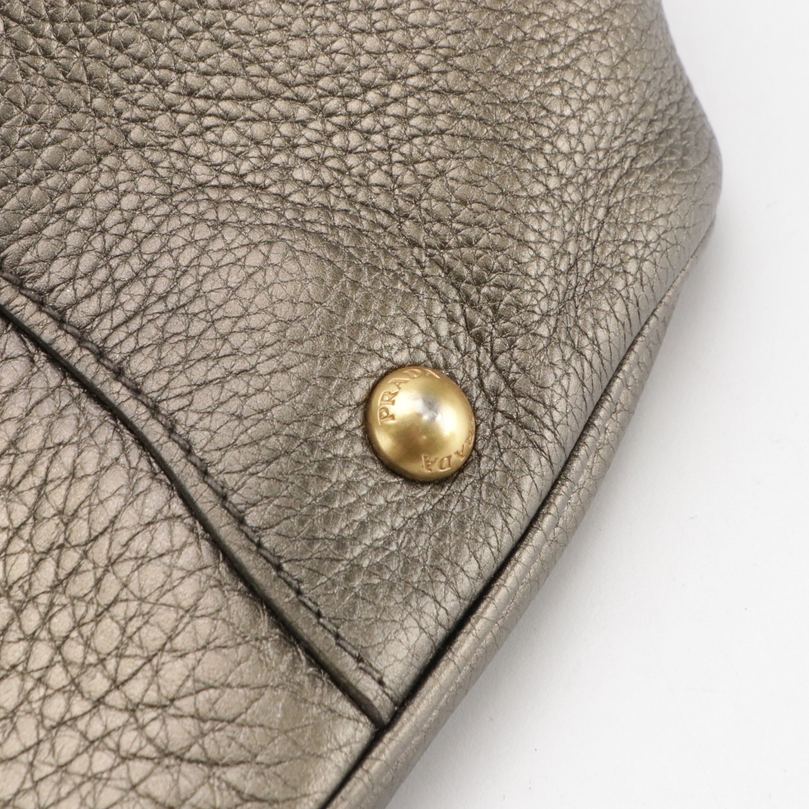 Prada Large Framed Satchel Bag in Metallic Calfskin Leather