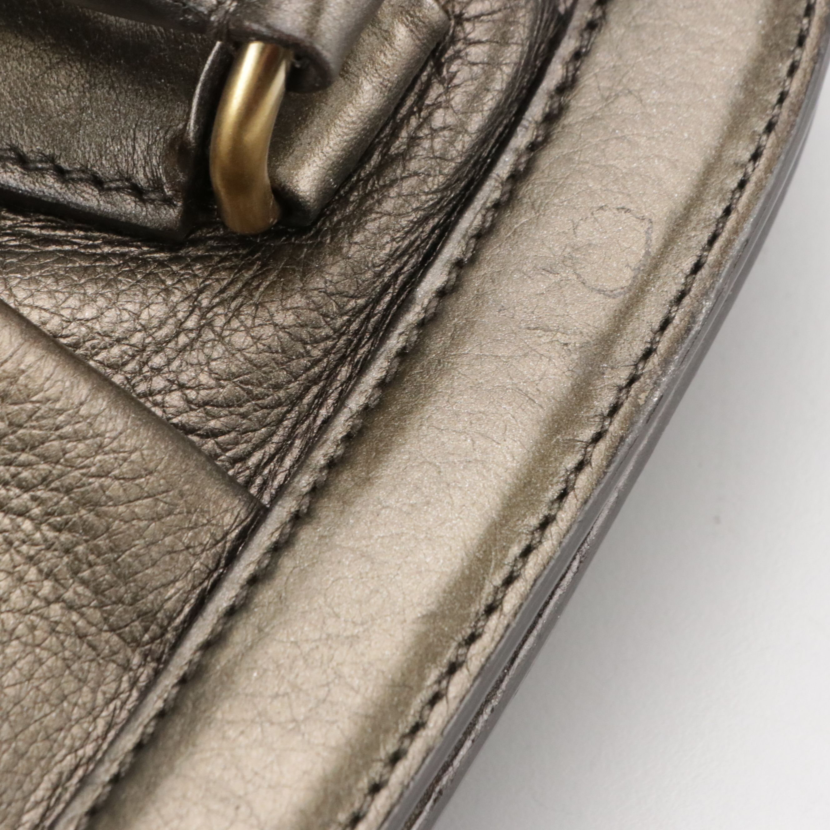 Prada Large Framed Satchel Bag in Metallic Calfskin Leather
