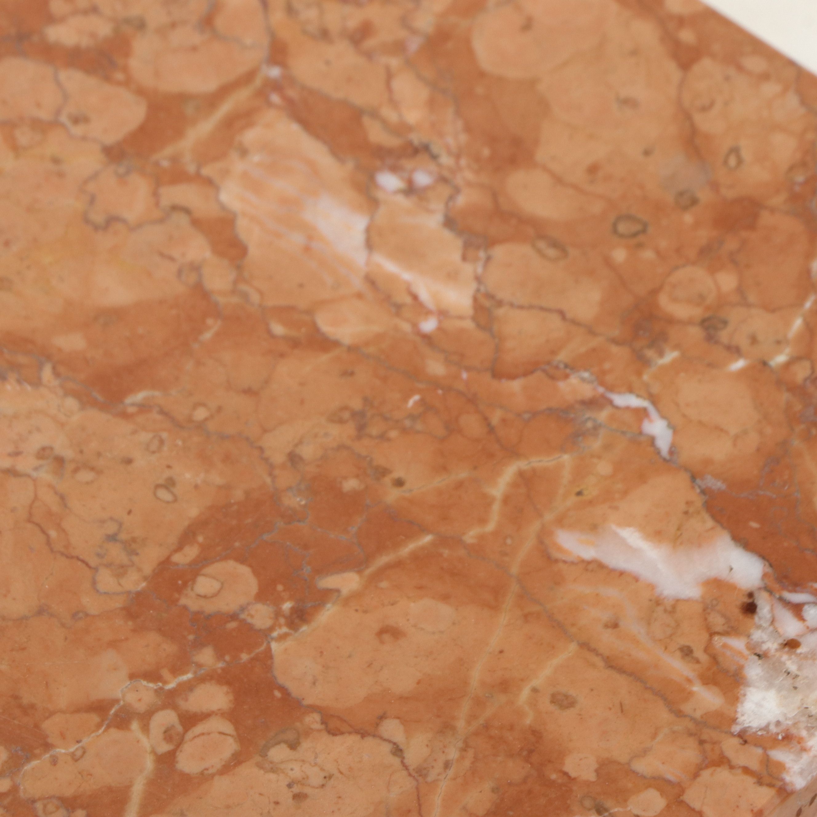 Brutalist Influence Wrought Rouge Marble Top Iron Console Table