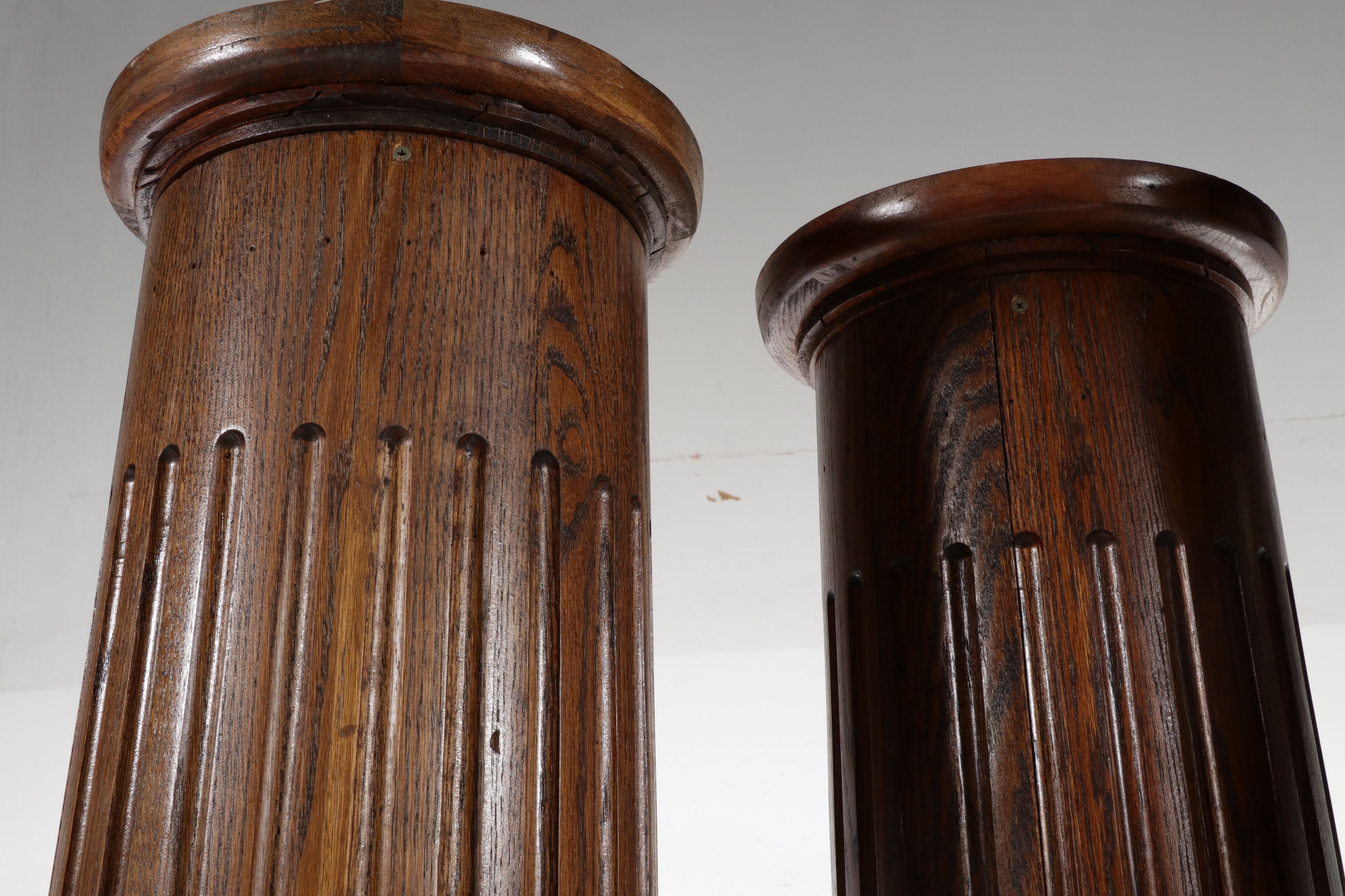 Set of Four Architectural Carved Oak Columns