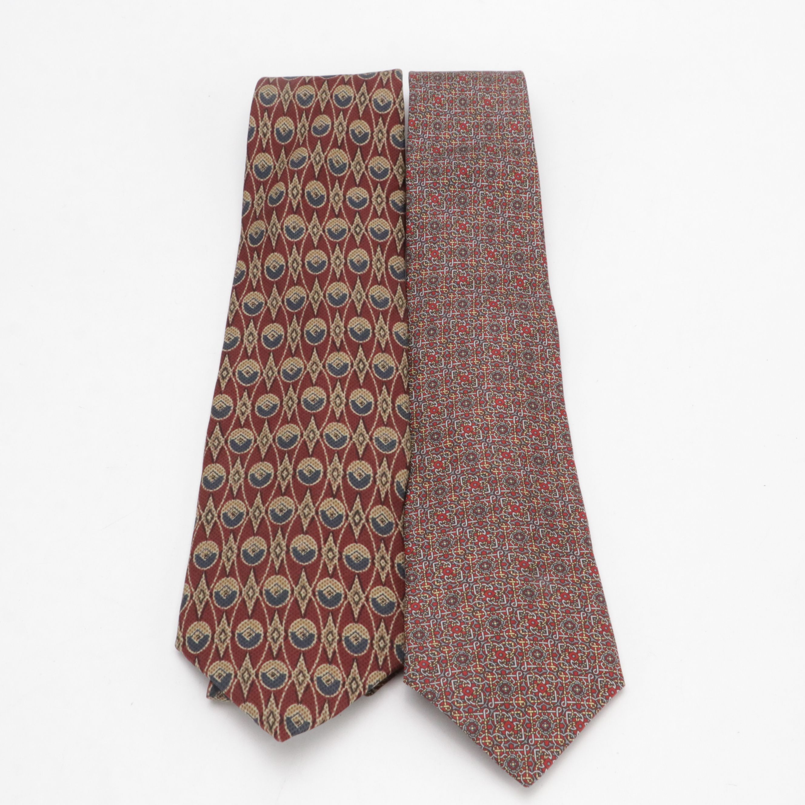 Bert Pulitzer and Lanvin Silk Printed With Other Pierre Cardin Printed Neckties