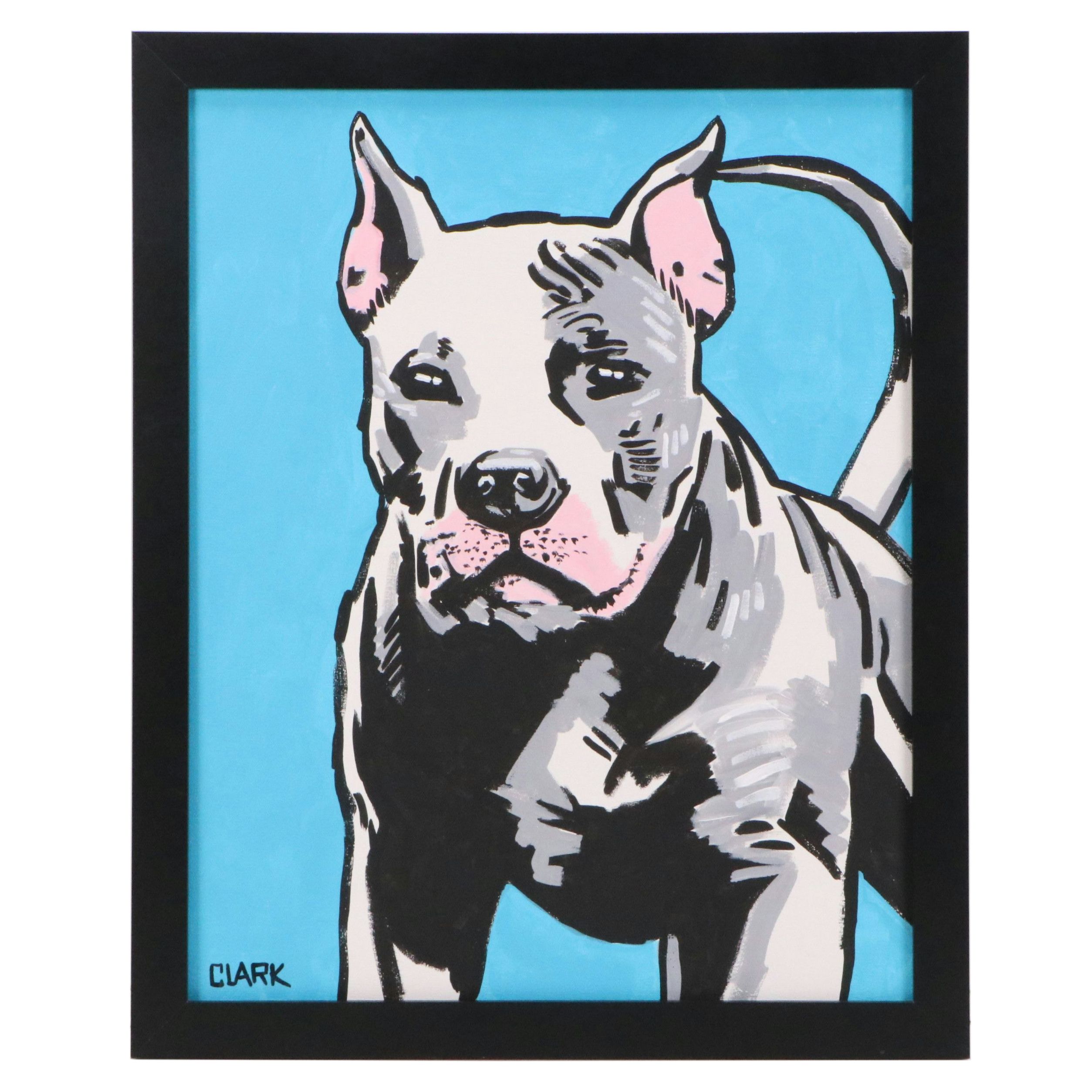 Jeff Clark, Jr. Acrylic Painting "Gray Pit Bull," 2026