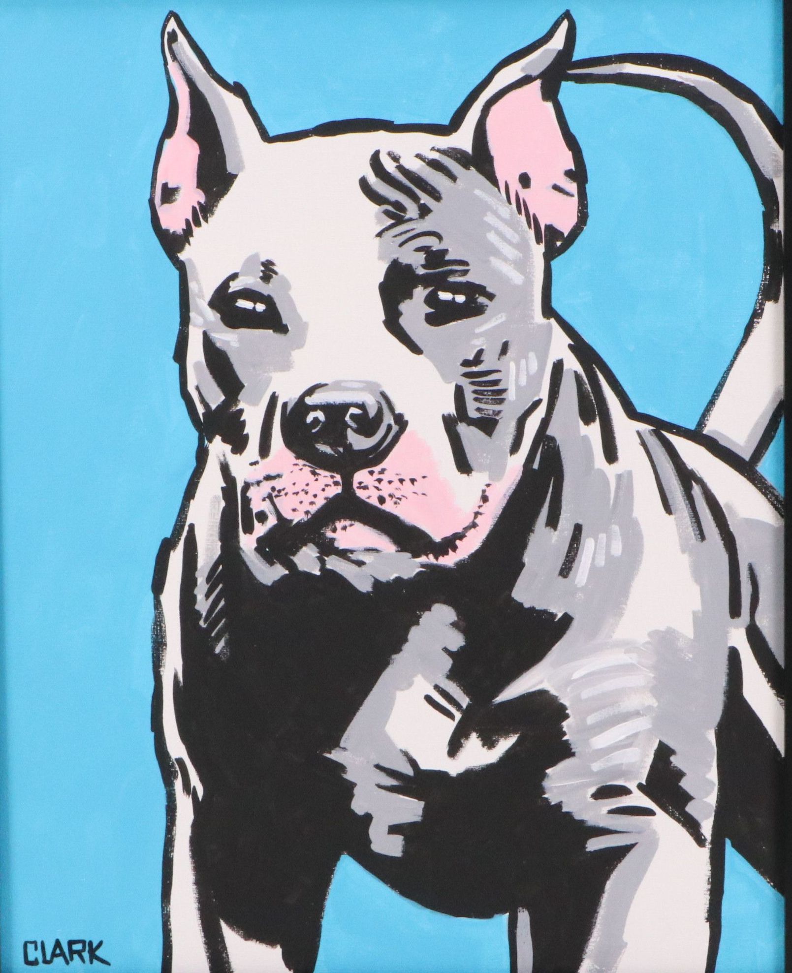 Jeff Clark, Jr. Acrylic Painting "Gray Pit Bull," 2026