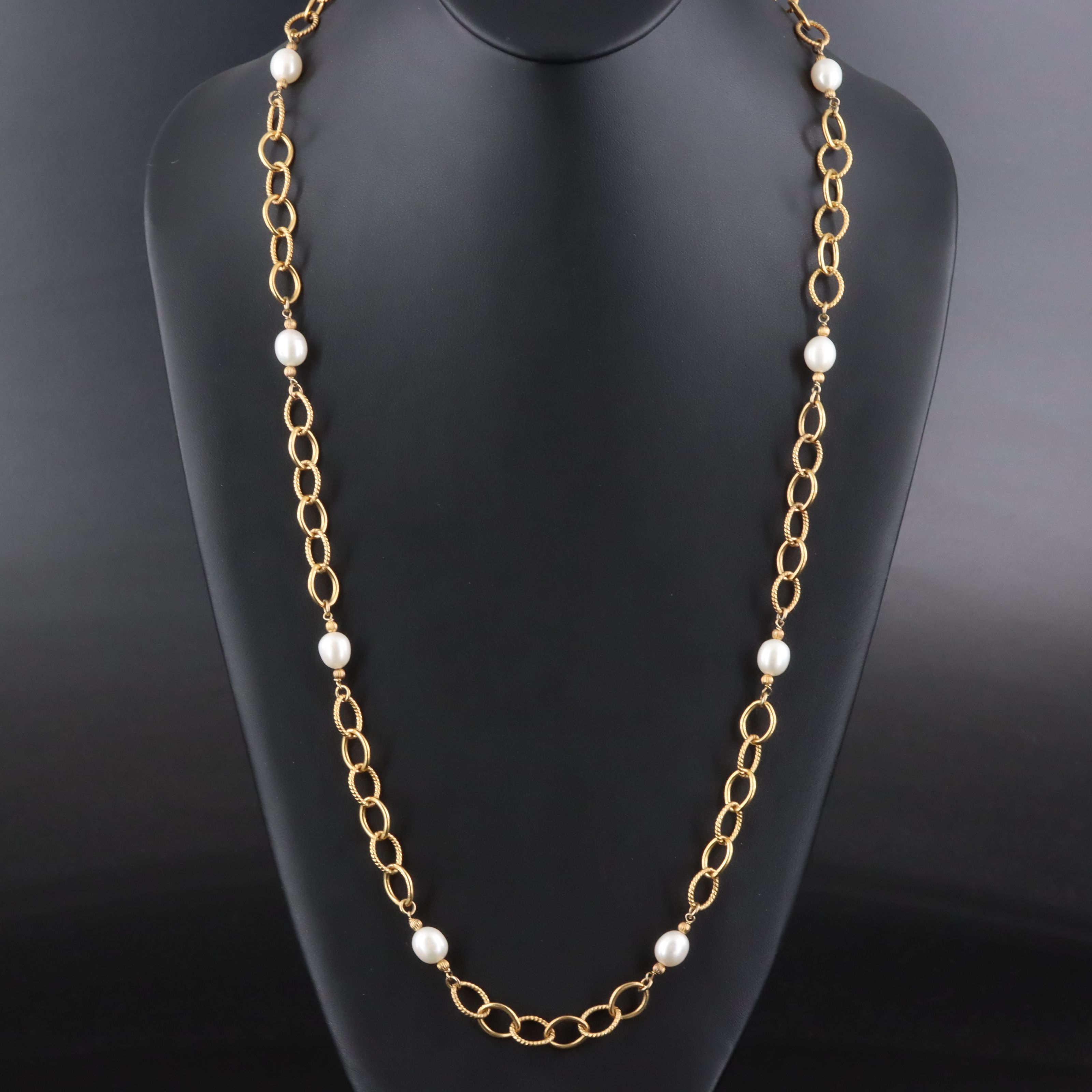 Sterling Pearl Station Necklace