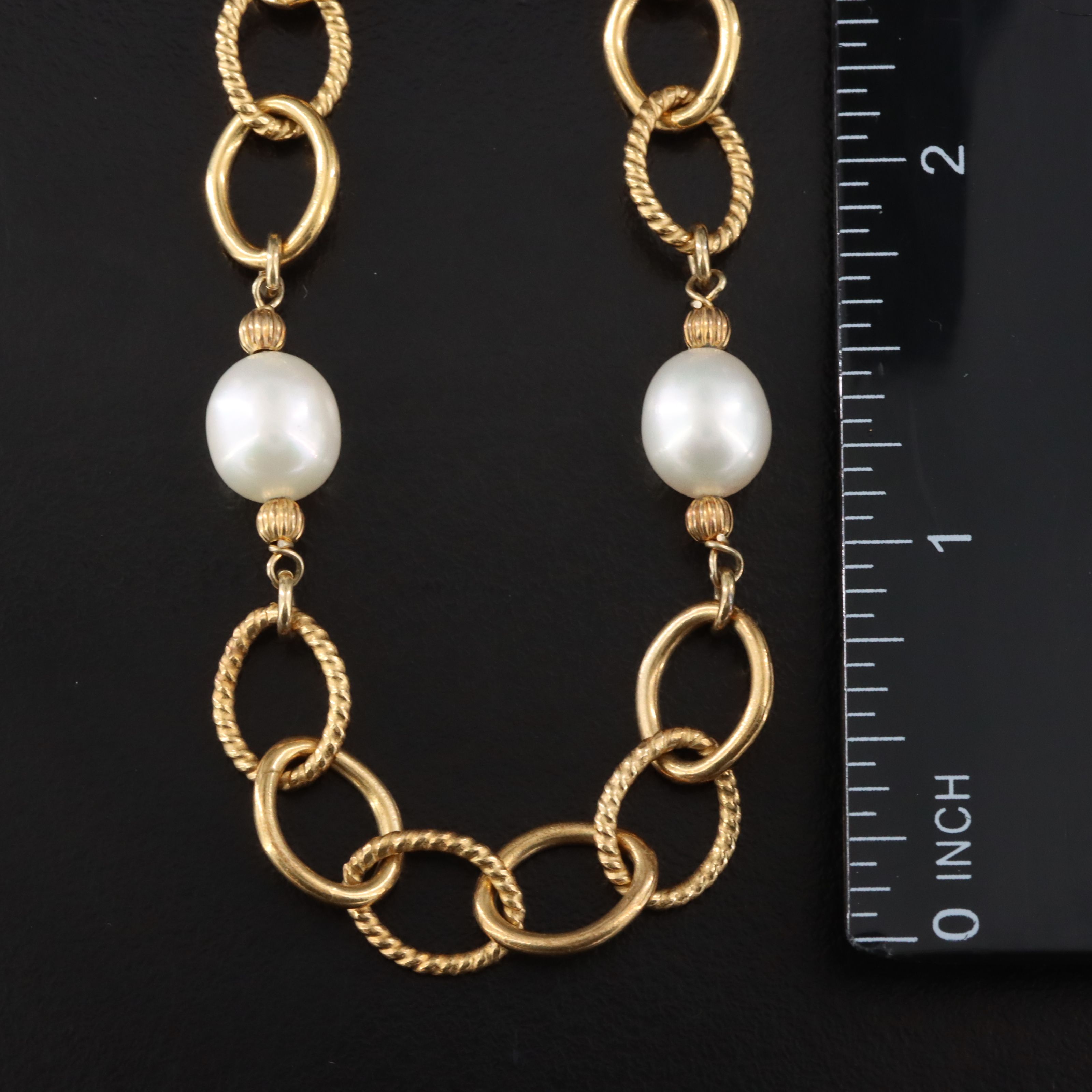 Sterling Pearl Station Necklace