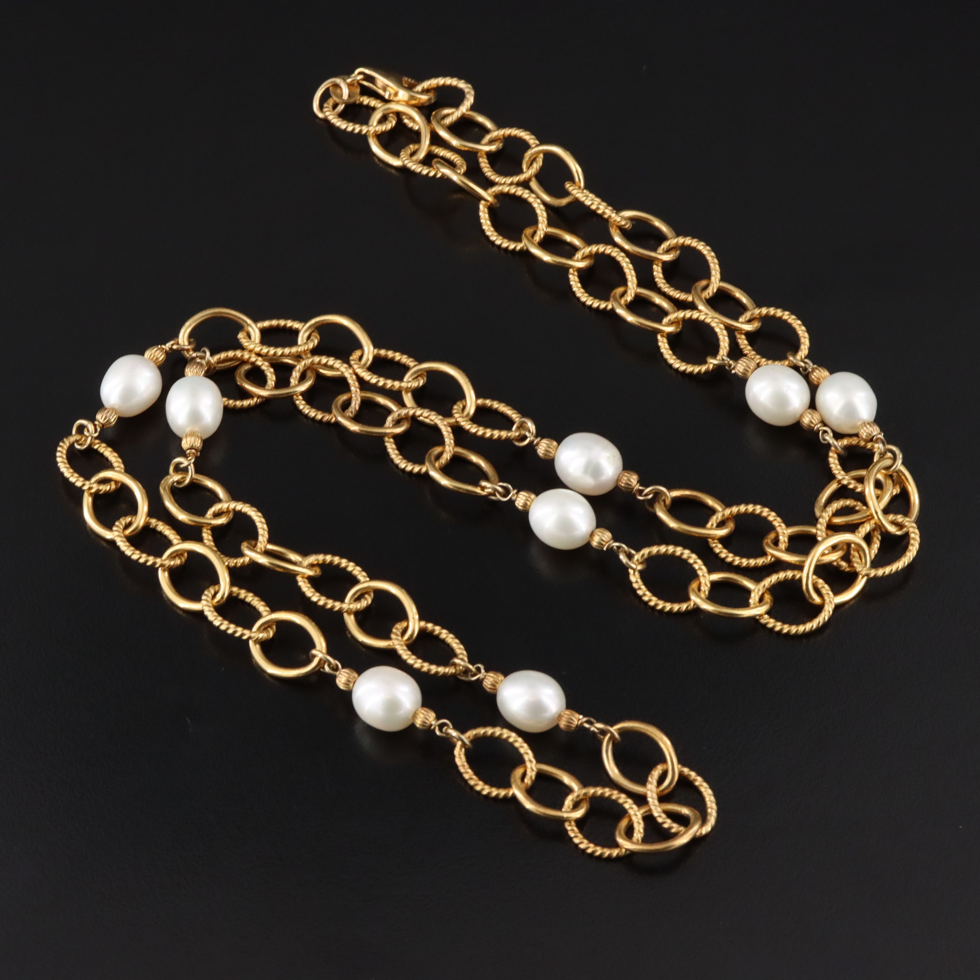 Sterling Pearl Station Necklace