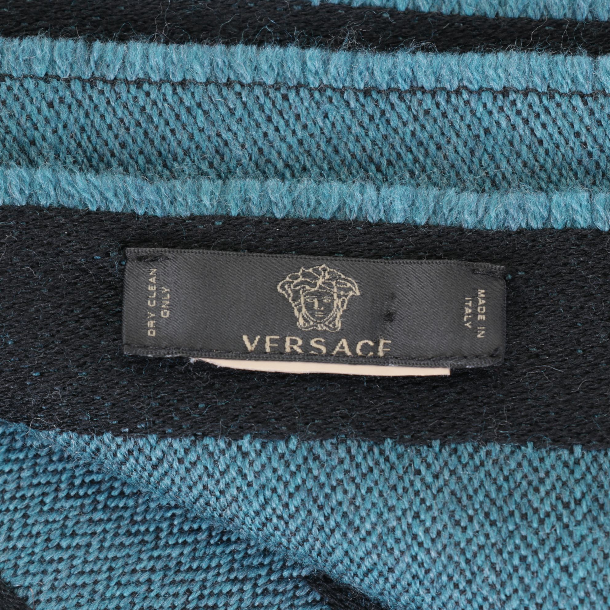 Versace Sciarpa Nero-Petrolio Cashmere Scarf