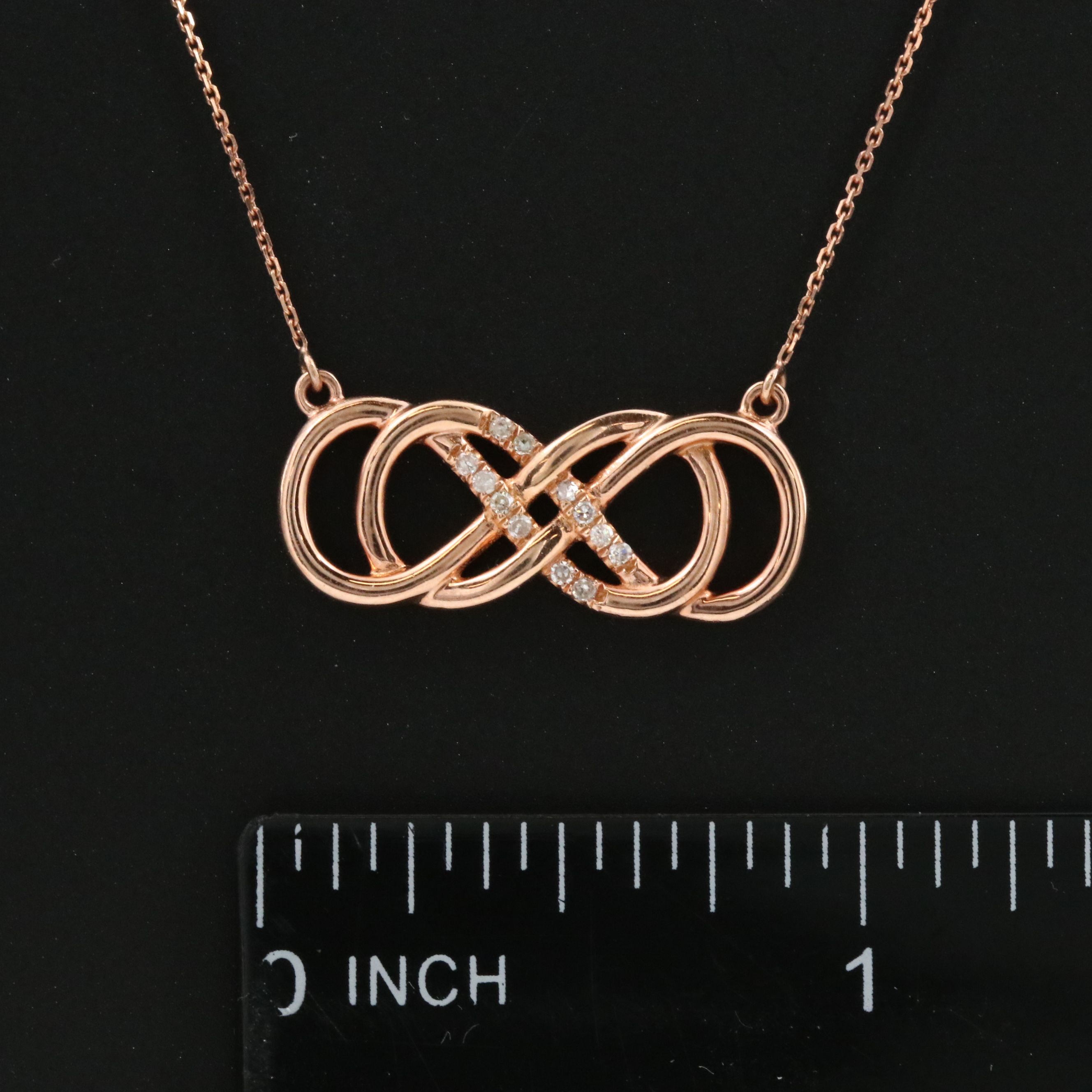 14K Rose Gold 0.06 CTW Diamond Infinity Knot Necklace