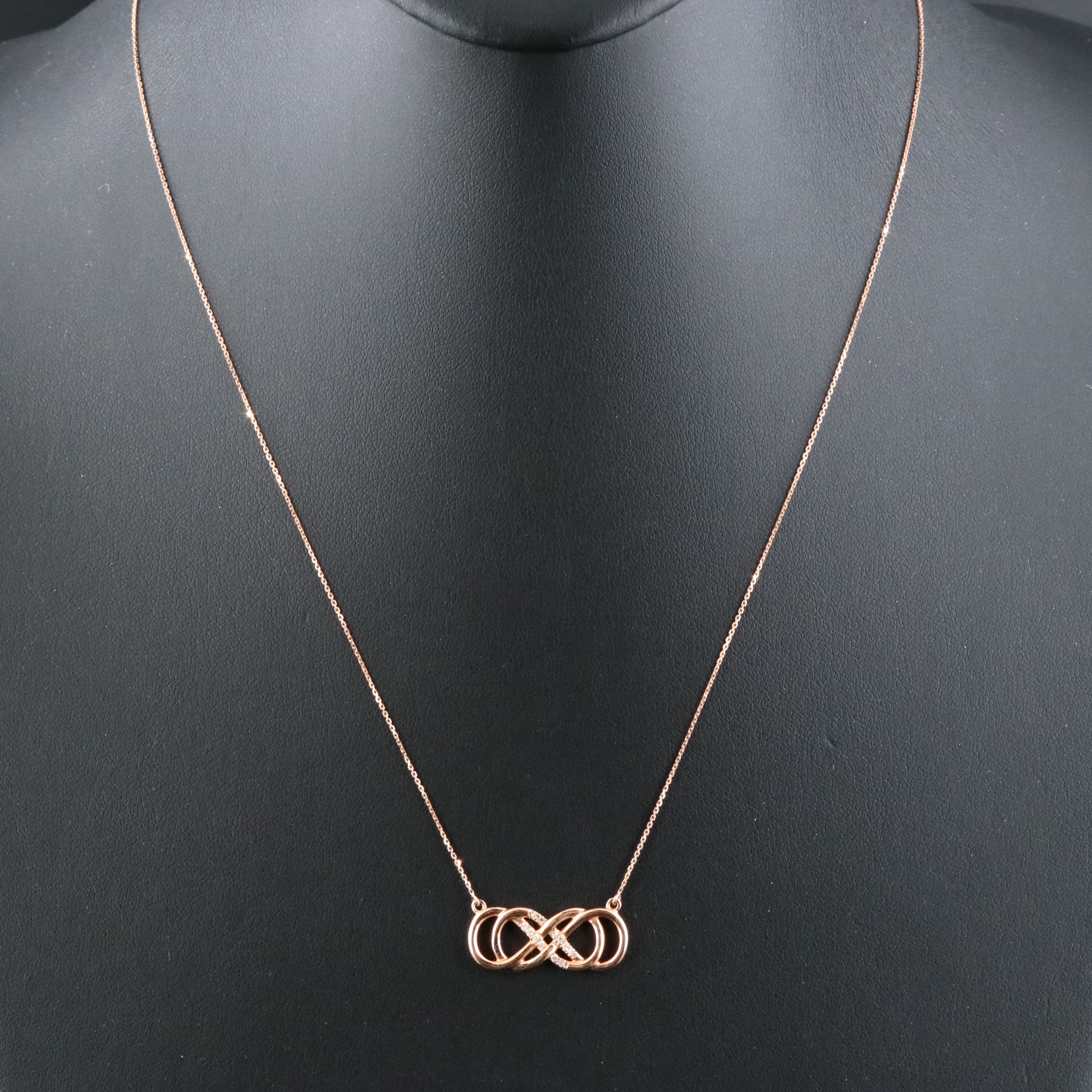 14K Rose Gold 0.06 CTW Diamond Infinity Knot Necklace