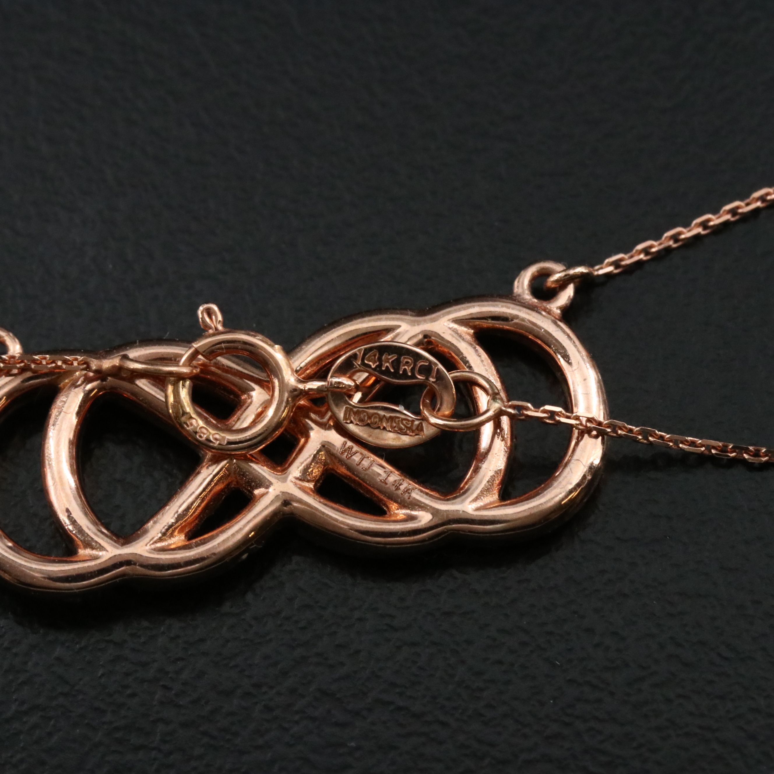14K Rose Gold 0.06 CTW Diamond Infinity Knot Necklace