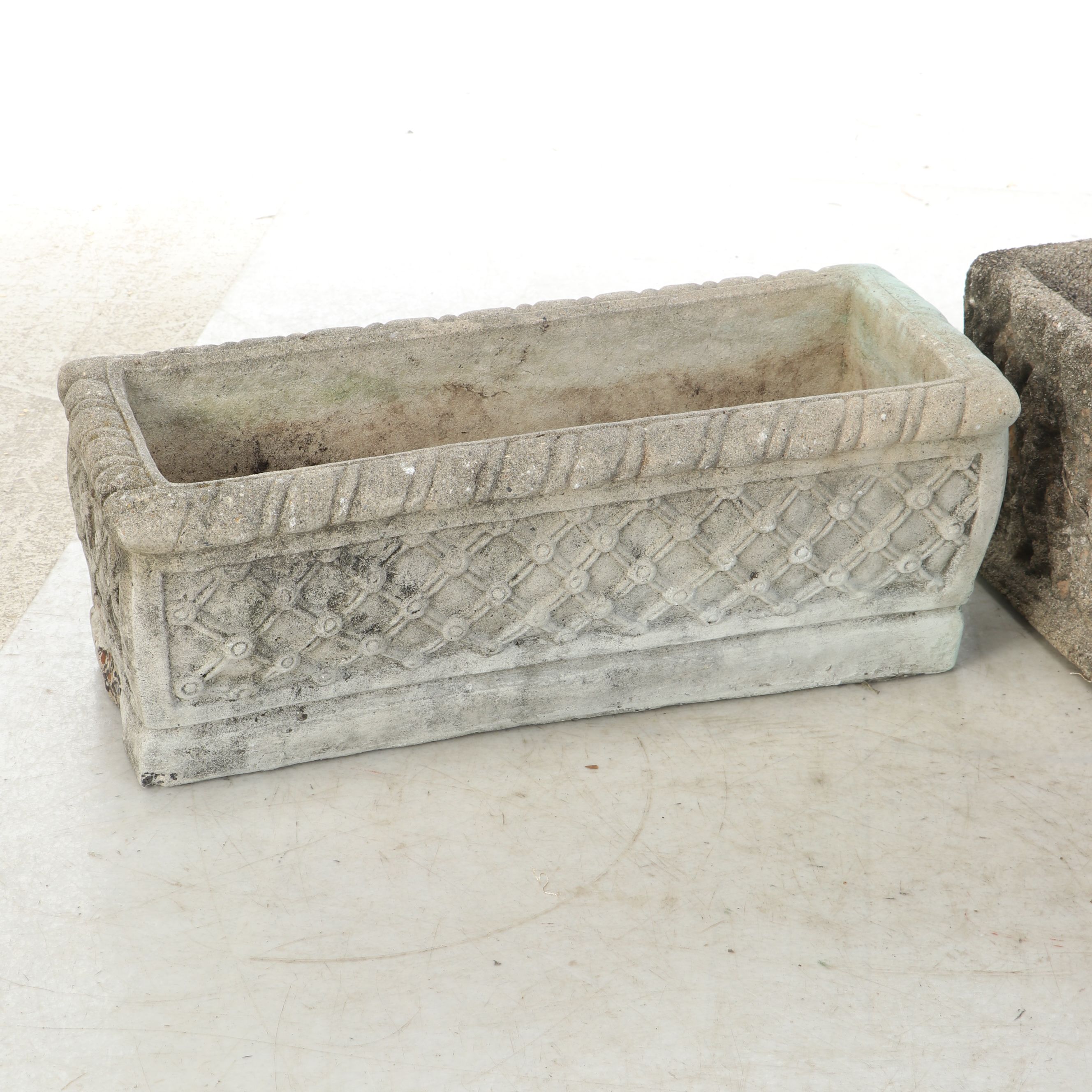 Outdoor Trellis Pattern Planter with Other Concrete Planter