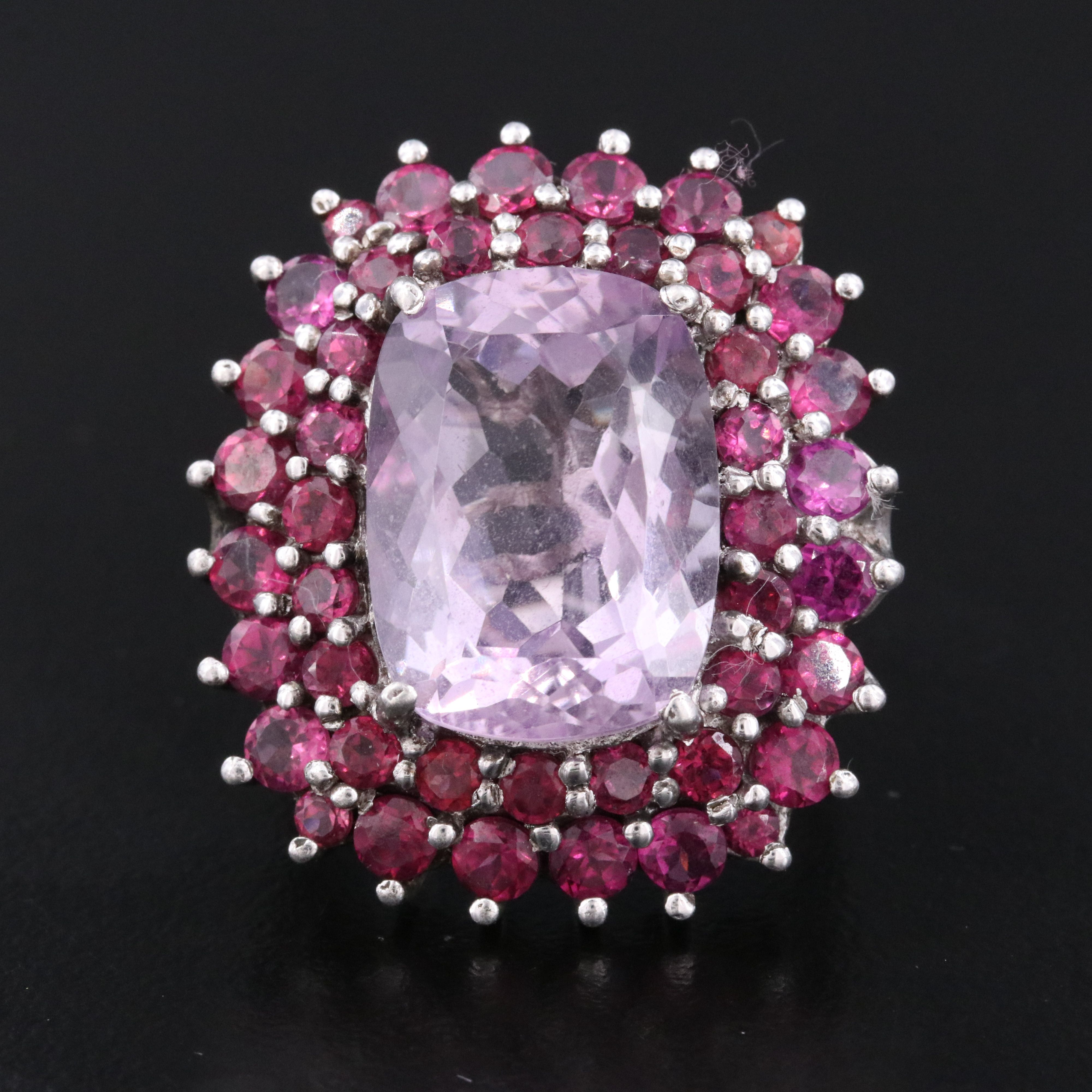 Sterling Amethyst and Rhodolite Ring