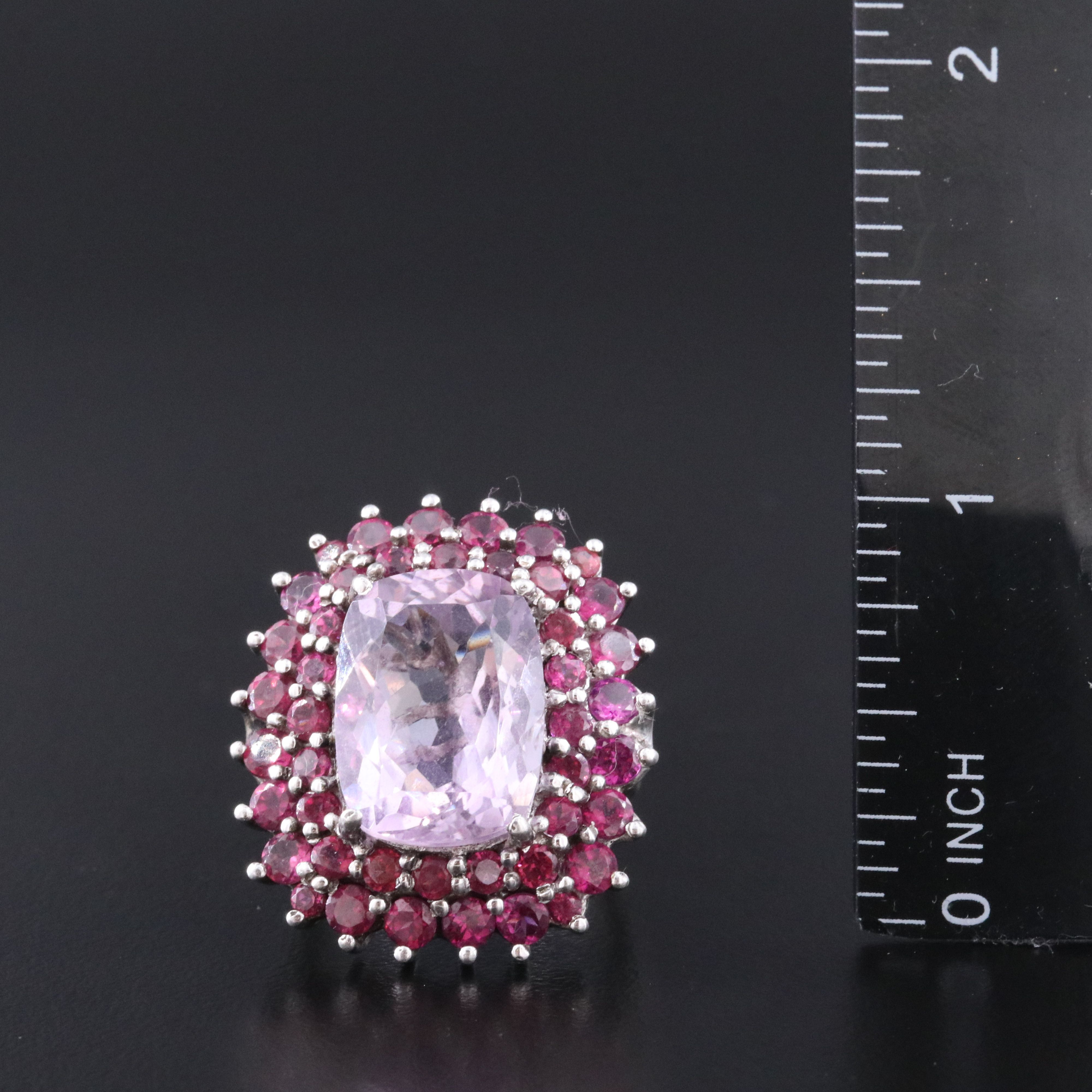 Sterling Amethyst and Rhodolite Ring