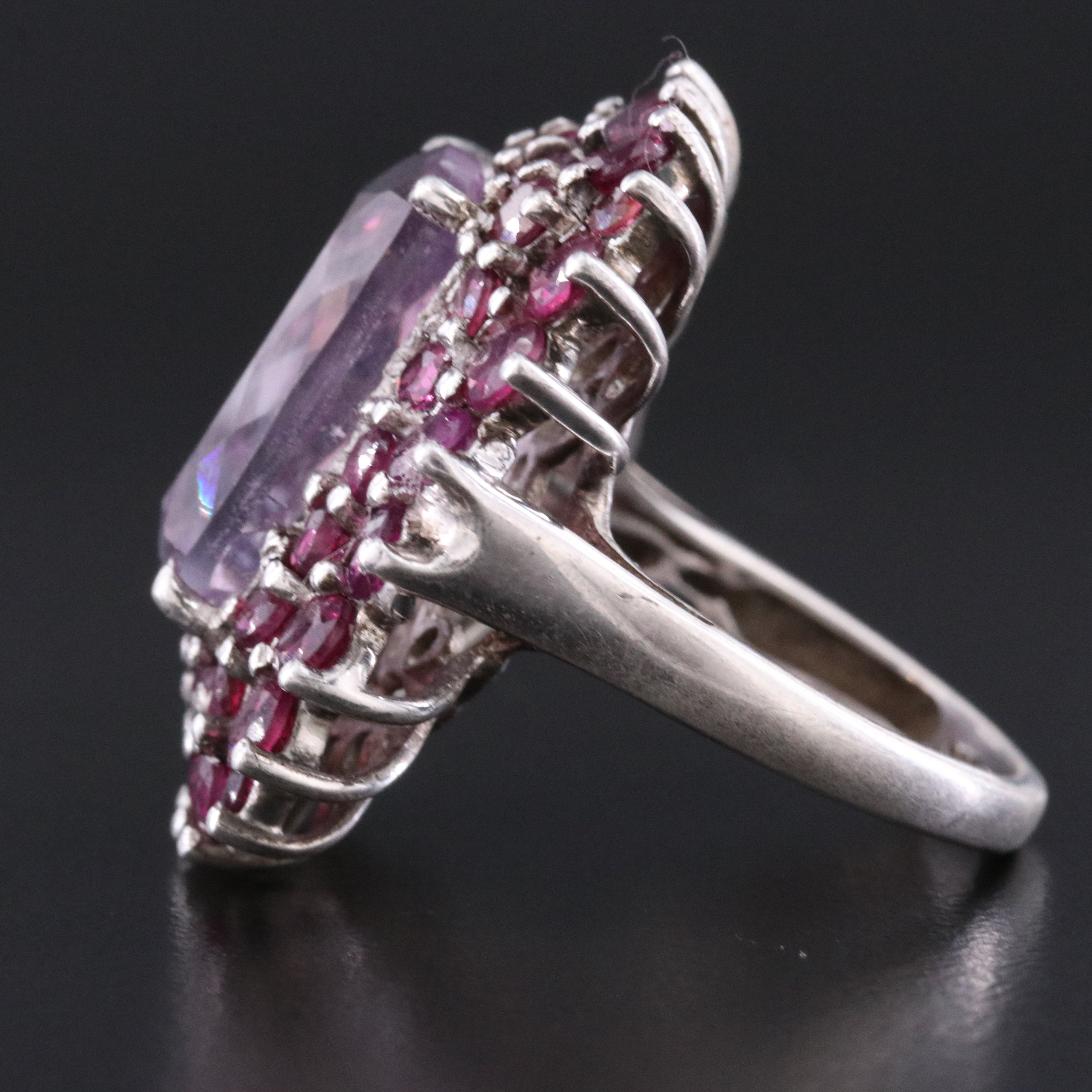 Sterling Amethyst and Rhodolite Ring